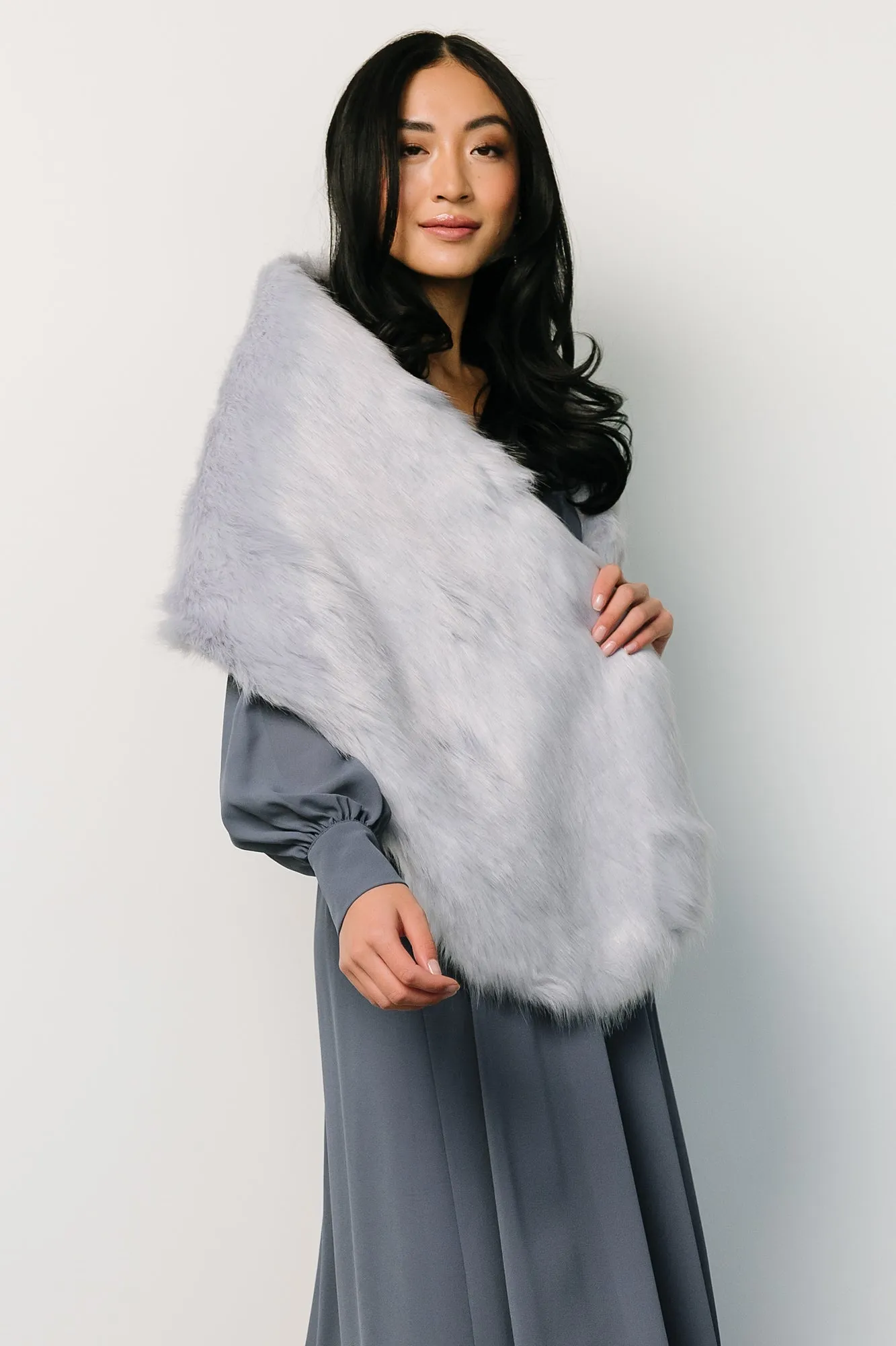 Jovie Faux Fur Shawl | Powder Blue sold by Baltic Born product image thumbnail 2