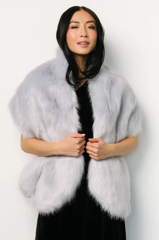 Jovie Faux Fur Shawl | Powder Blue sold by Baltic Born