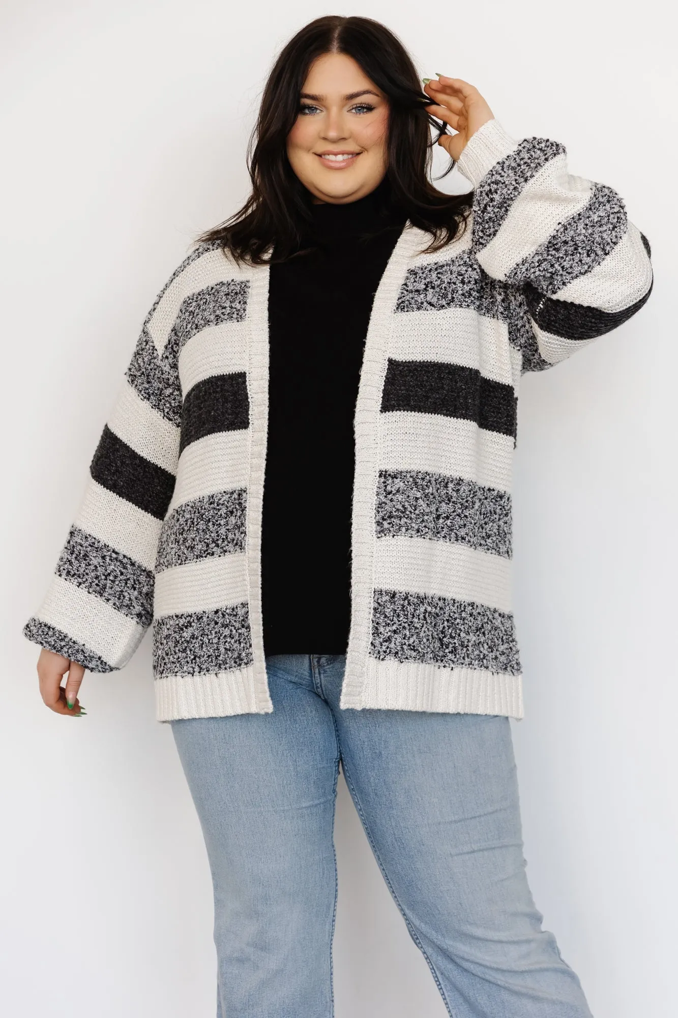 Banff Stripe Cardigan | Black + Ivory sold by Baltic Born product image thumbnail 3