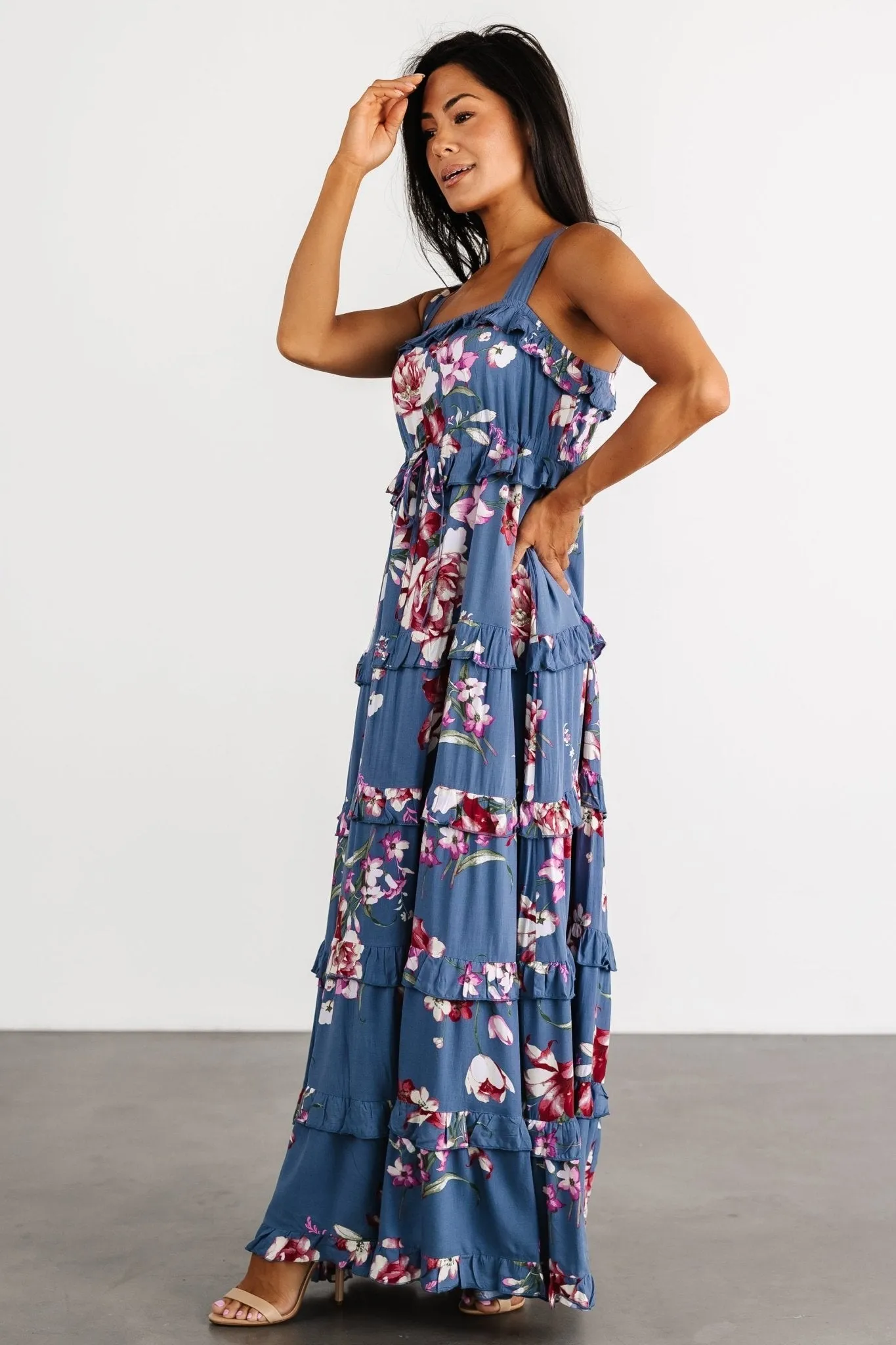 Raine Tank Maxi Dress | Blue Floral sold by Baltic Born product image thumbnail 3