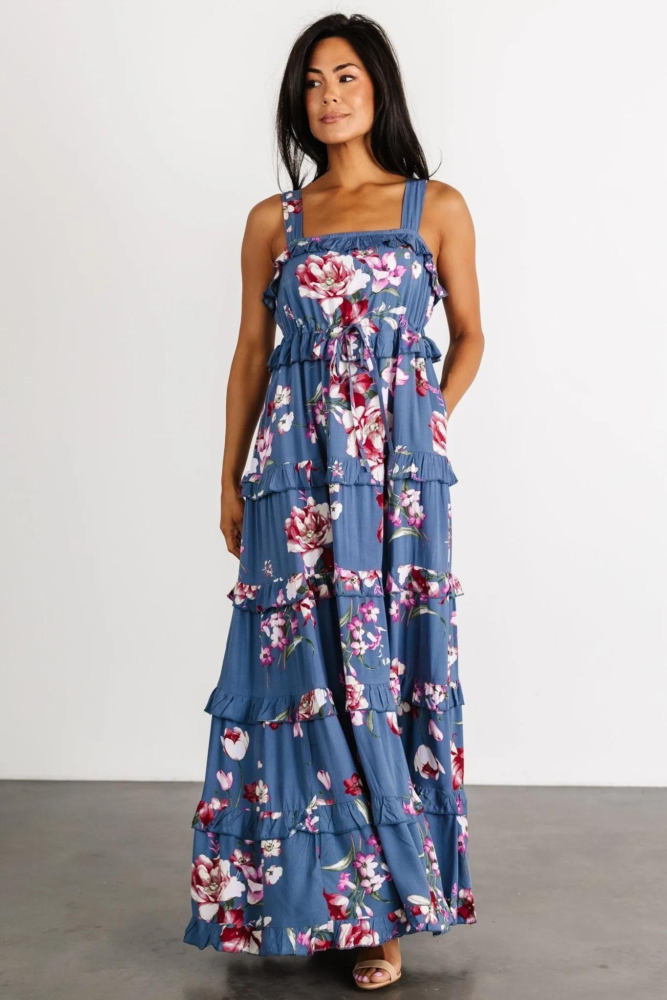 Raine Tank Maxi Dress | Blue Floral sold by Baltic Born