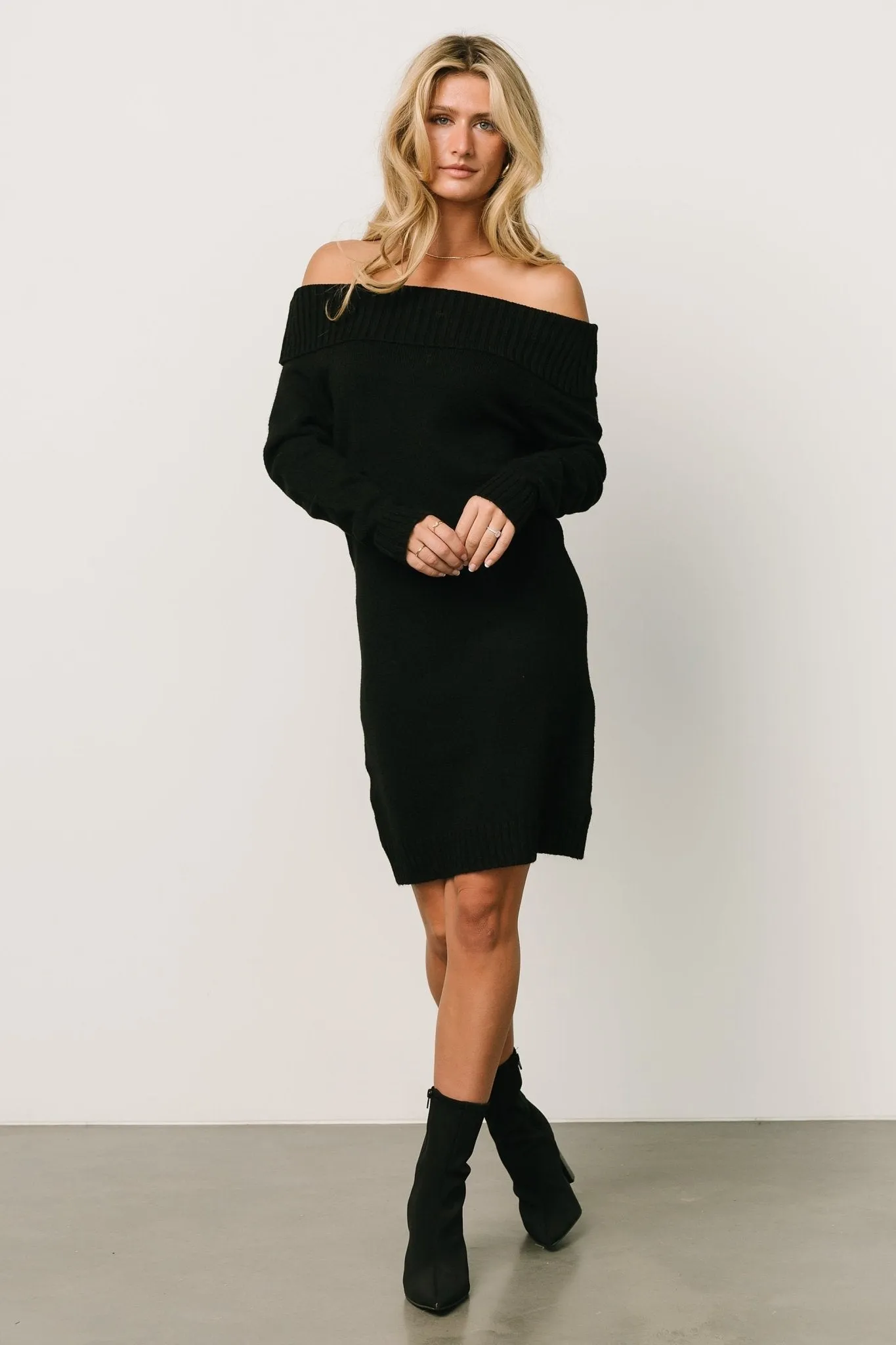 Saga Mini Sweater Dress | Black sold by Baltic Born