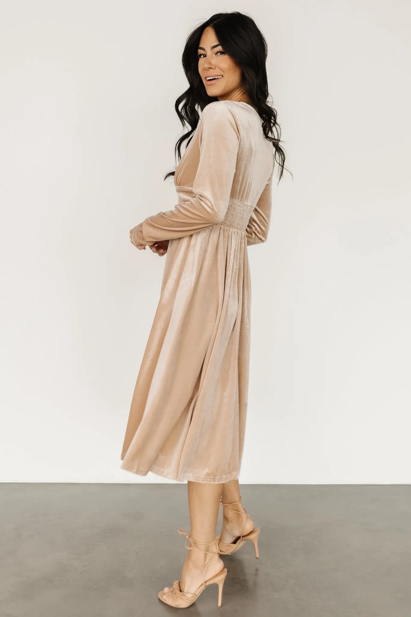Vega Velvet Midi Dress | Champagne sold by Baltic Born product image thumbnail 3