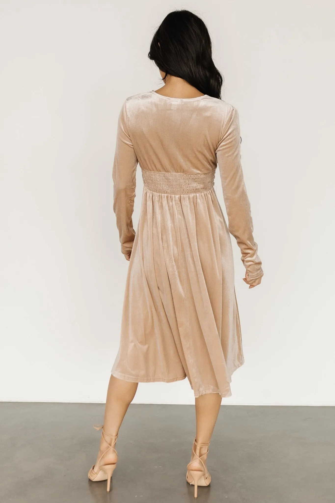 Vega Velvet Midi Dress | Champagne sold by Baltic Born product image thumbnail 4