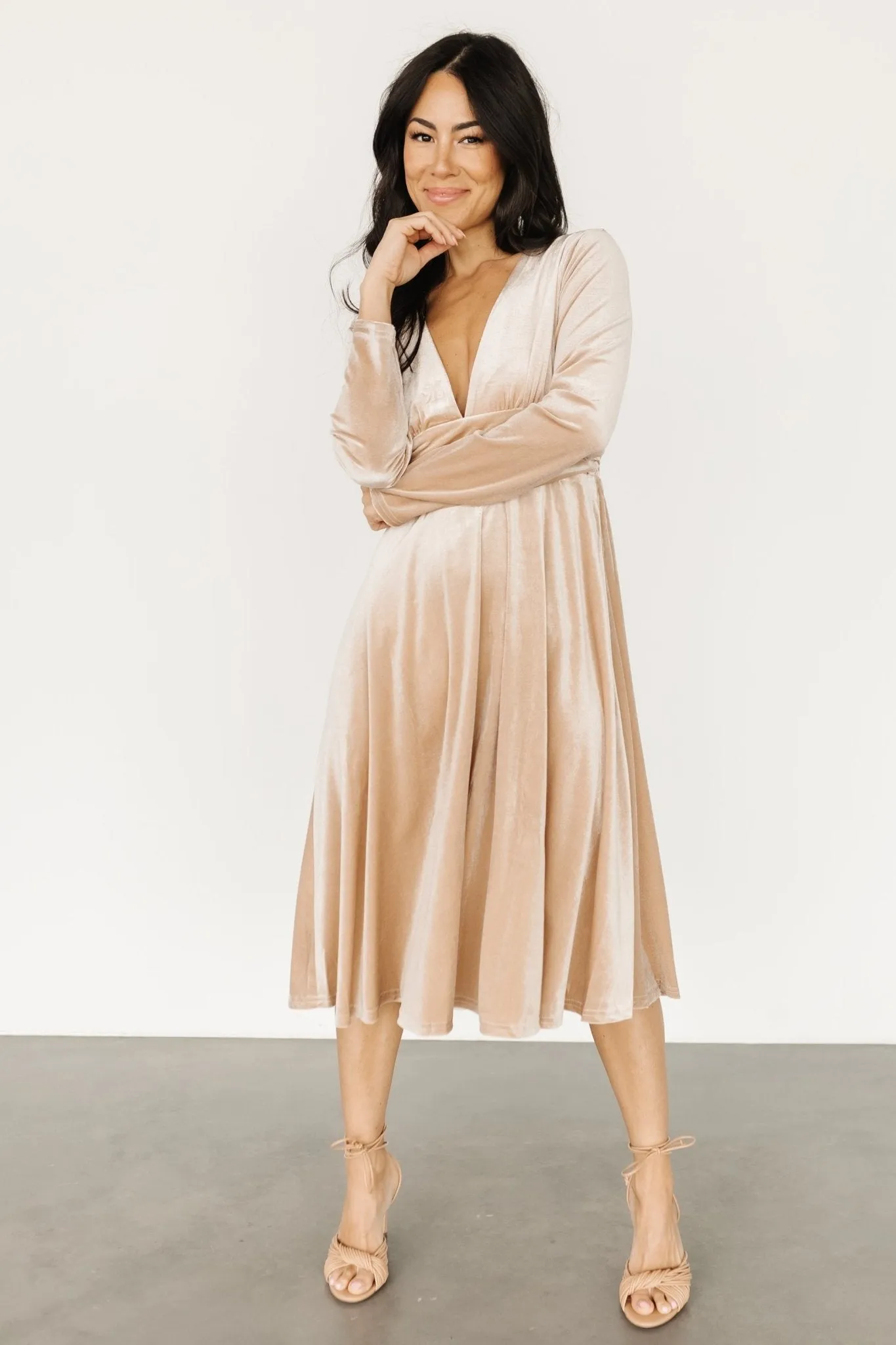 Vega Velvet Midi Dress | Champagne sold by Baltic Born