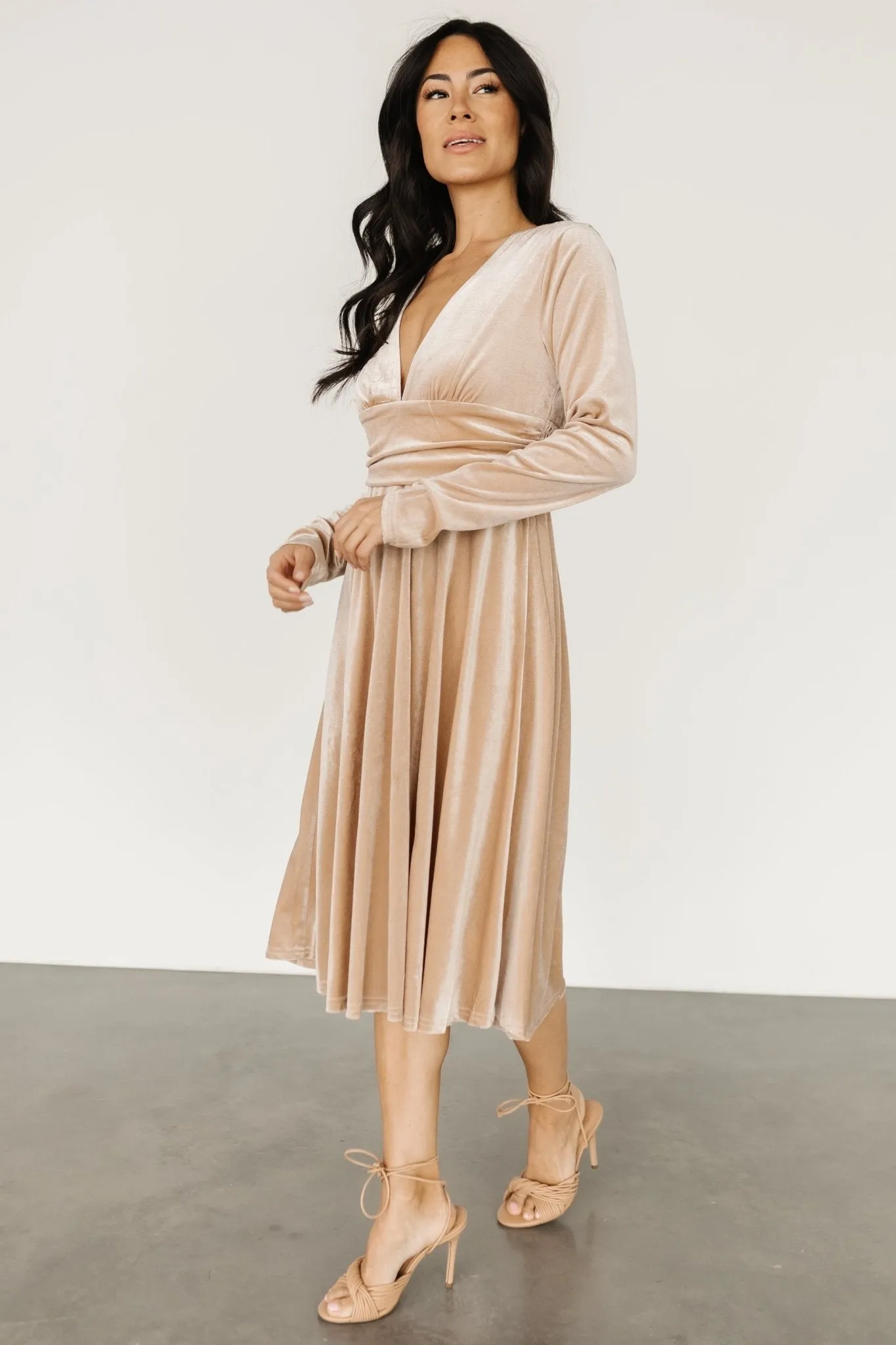 Vega Velvet Midi Dress | Champagne sold by Baltic Born product image thumbnail 5