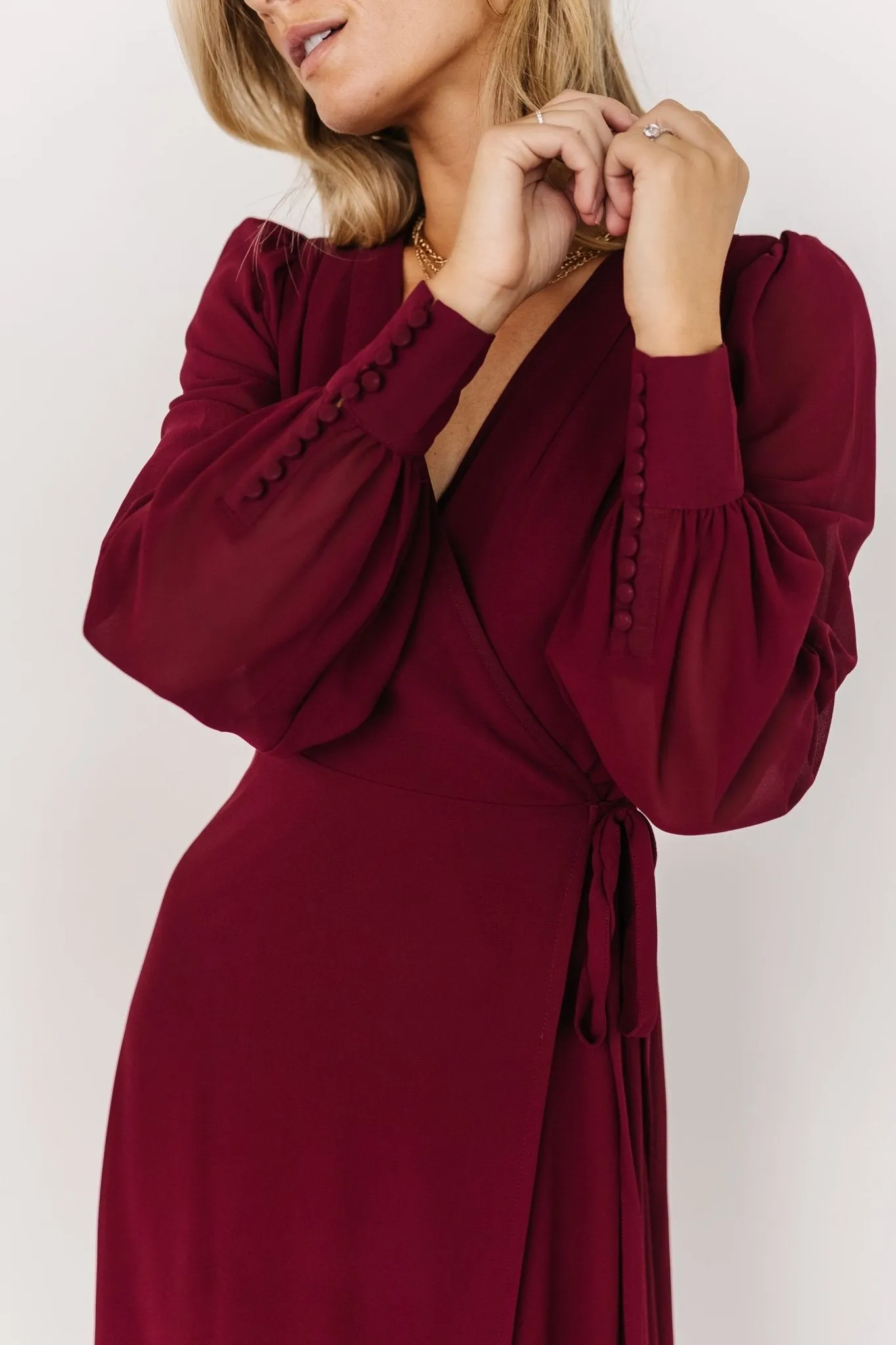Kelsey Wrap Dress | Wine sold by Baltic Born product image thumbnail 2
