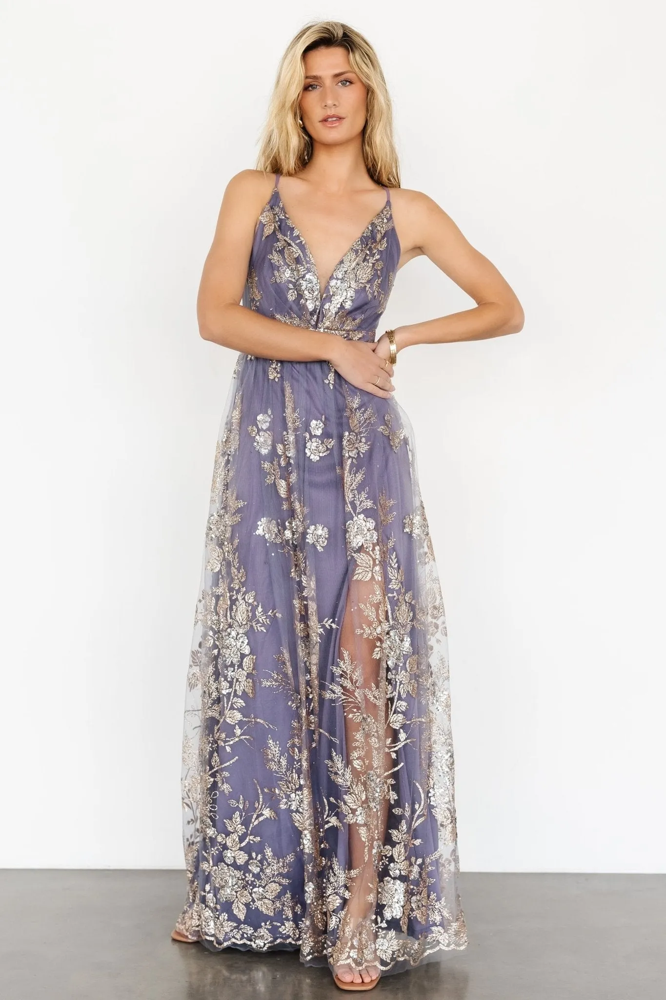 Lucienne Shimmer Maxi Gown | Blue + Gold sold by Baltic Born product image thumbnail 5