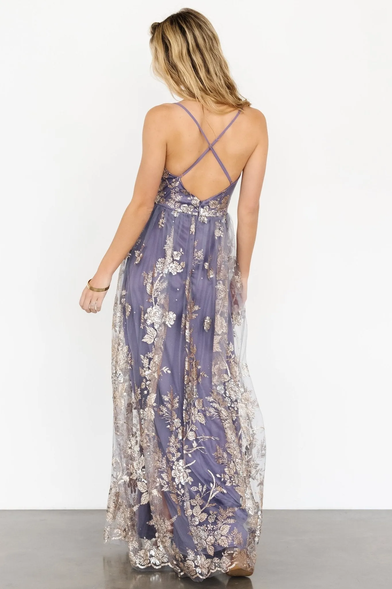 Lucienne Shimmer Maxi Gown | Blue + Gold sold by Baltic Born product image thumbnail 2