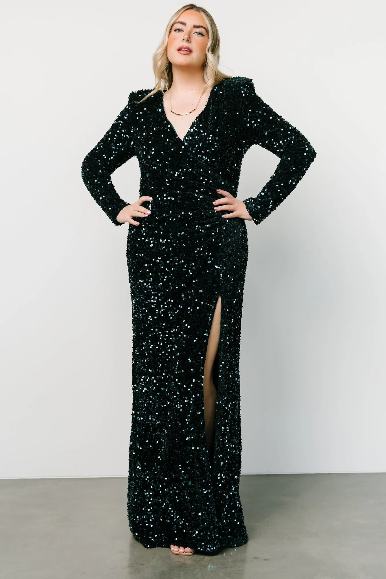 Madonna Sequin Maxi Dress | Emerald sold by Baltic Born product image thumbnail 3