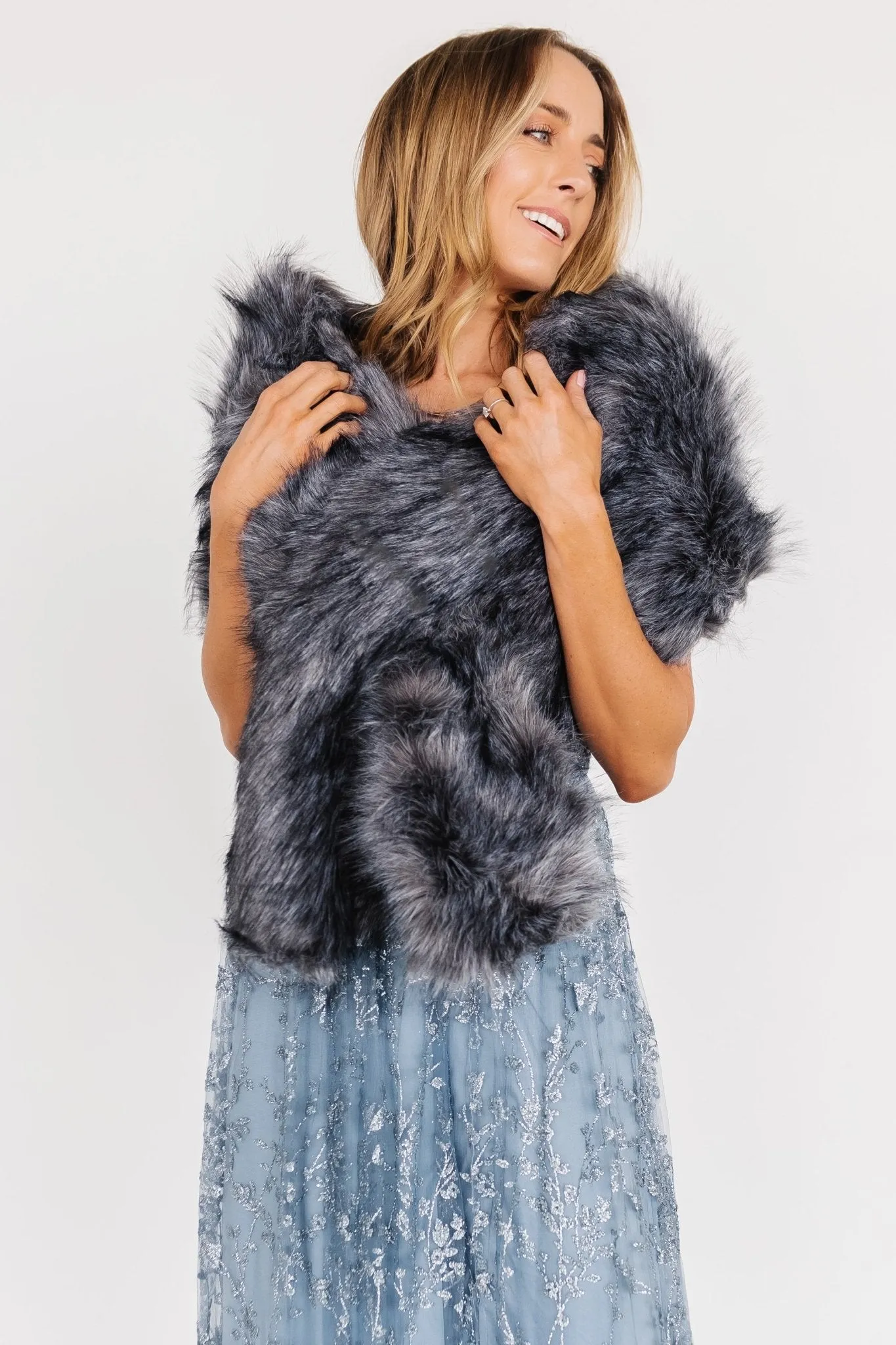 Valerie Faux Fur Shawl | Dark Gray sold by Baltic Born product image thumbnail 5