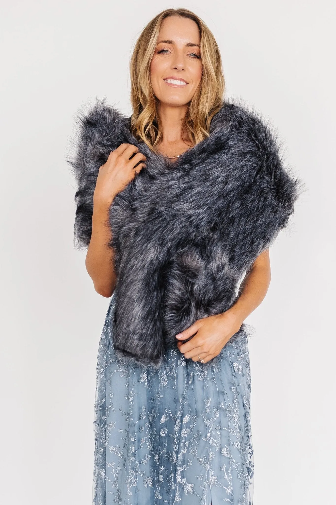 Valerie Faux Fur Shawl | Dark Gray sold by Baltic Born