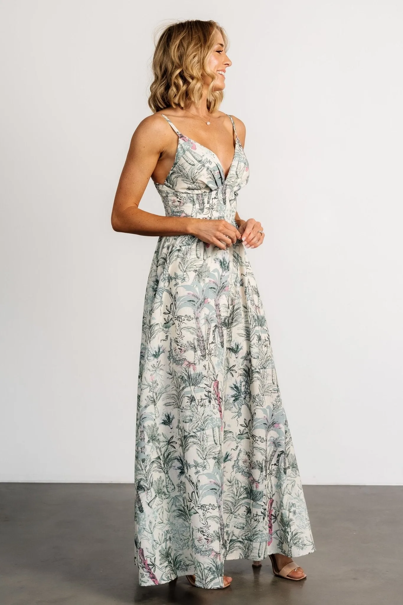 Naia Maxi Dress | Natural + Sage Print sold by Baltic Born product image thumbnail 3