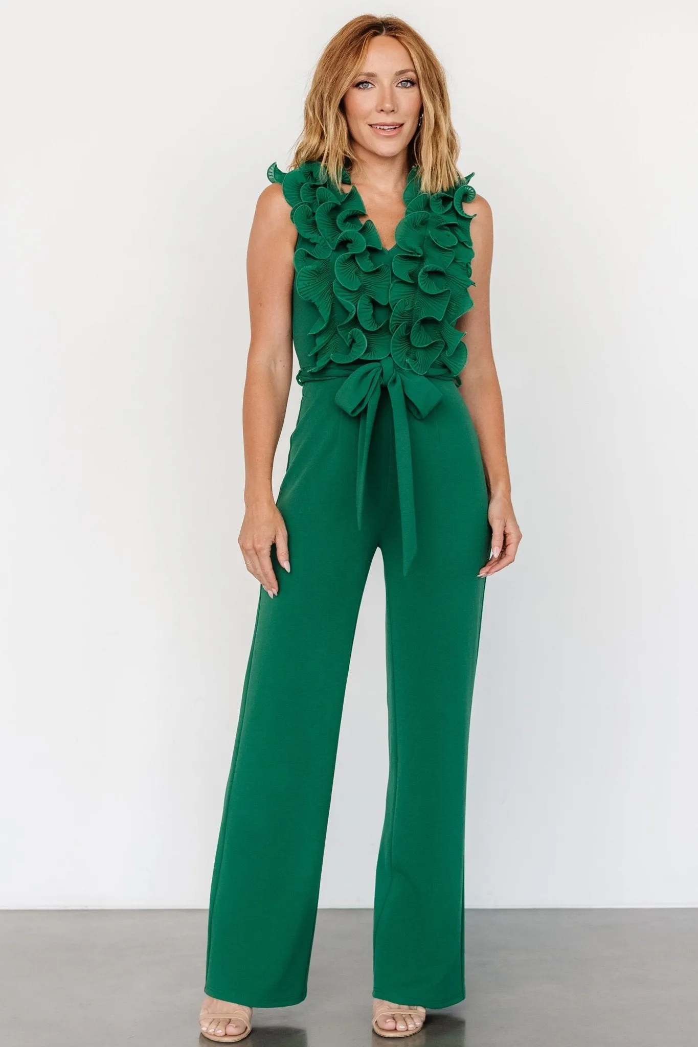 Tyra Ruffle Tank Jumpsuit | Green sold by Baltic Born product image thumbnail 4