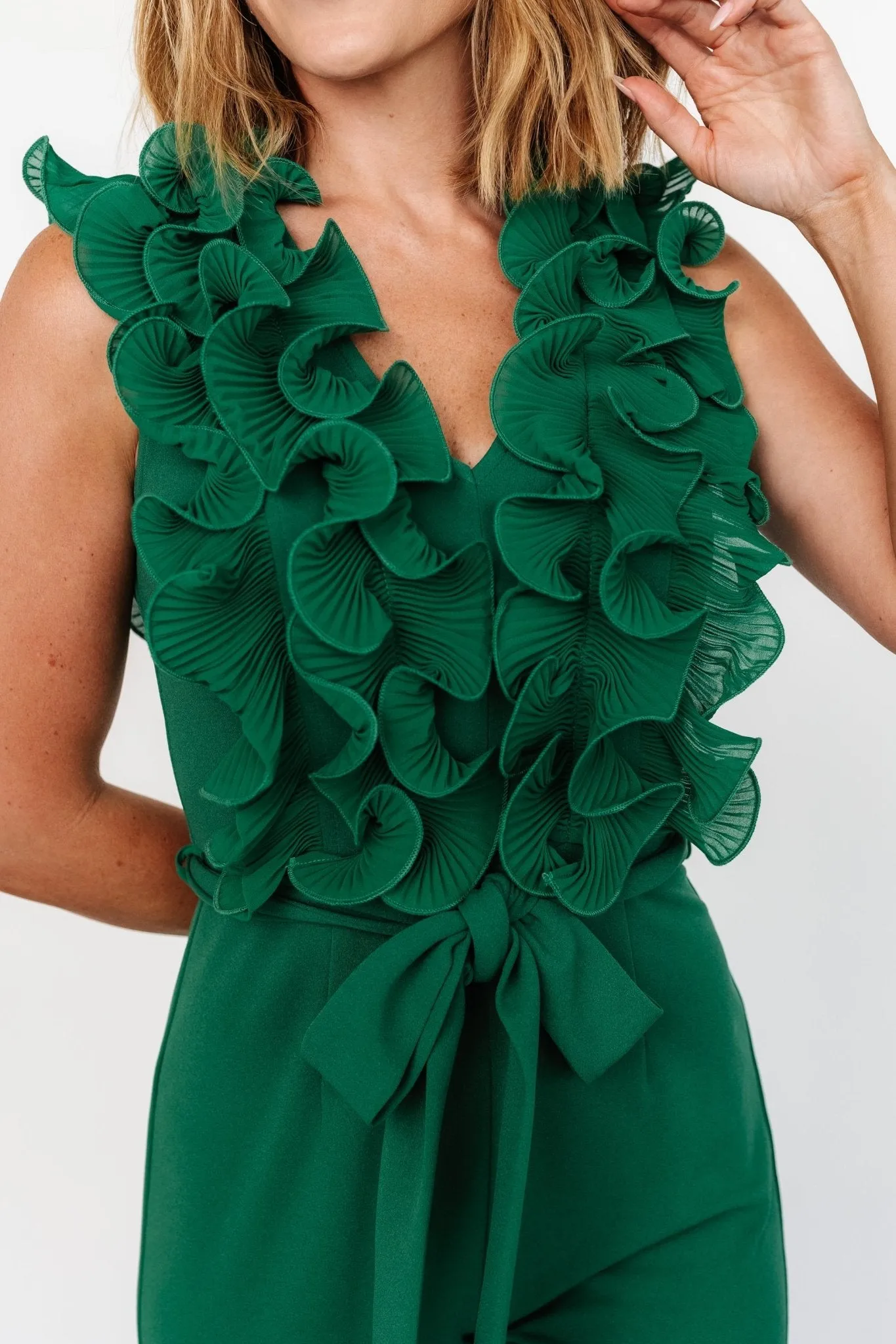 Tyra Ruffle Tank Jumpsuit | Green sold by Baltic Born product image thumbnail 2