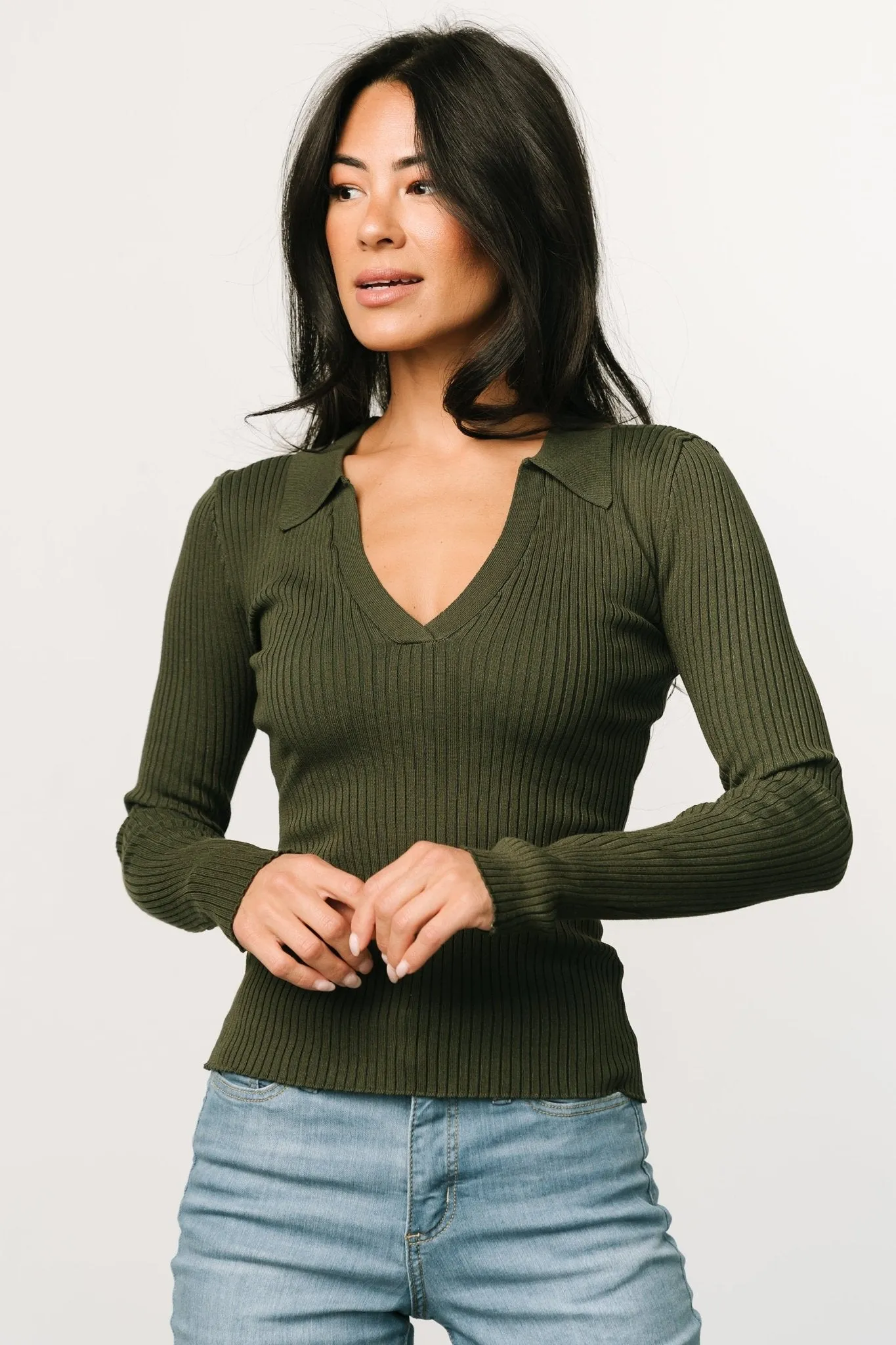 Boston Ribbed Top | Olive sold by Baltic Born