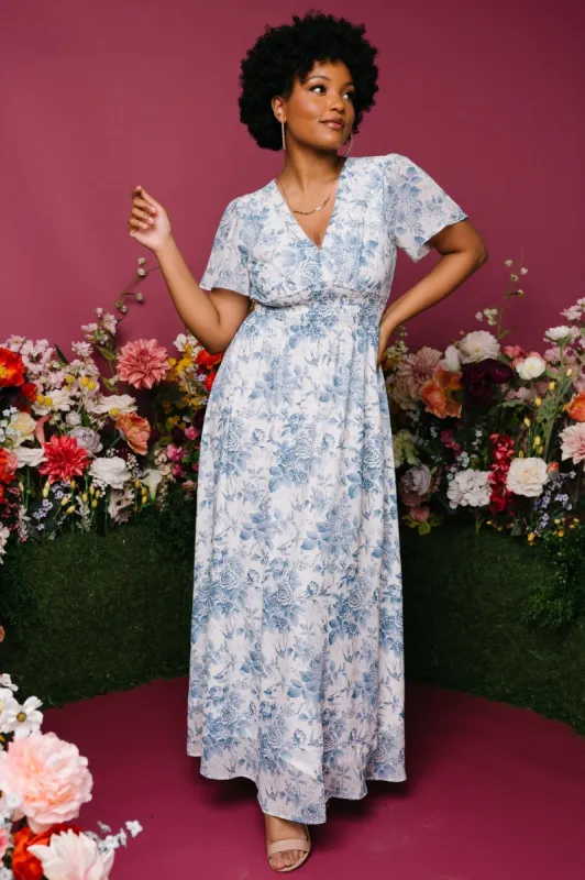 Birdie Maxi Dress | Off White + Blue sold by Baltic Born
