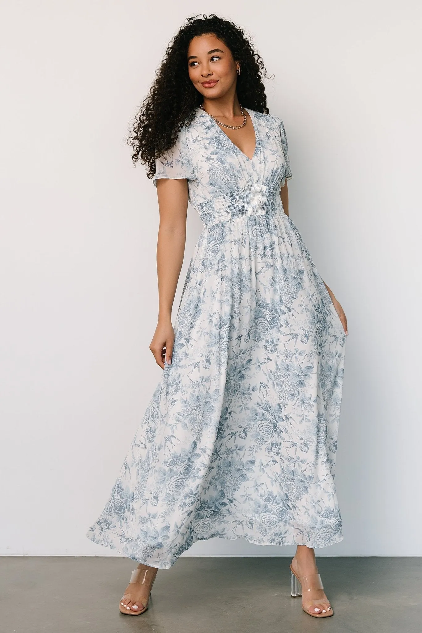 Birdie Maxi Dress | Off White + Blue sold by Baltic Born product image thumbnail 2