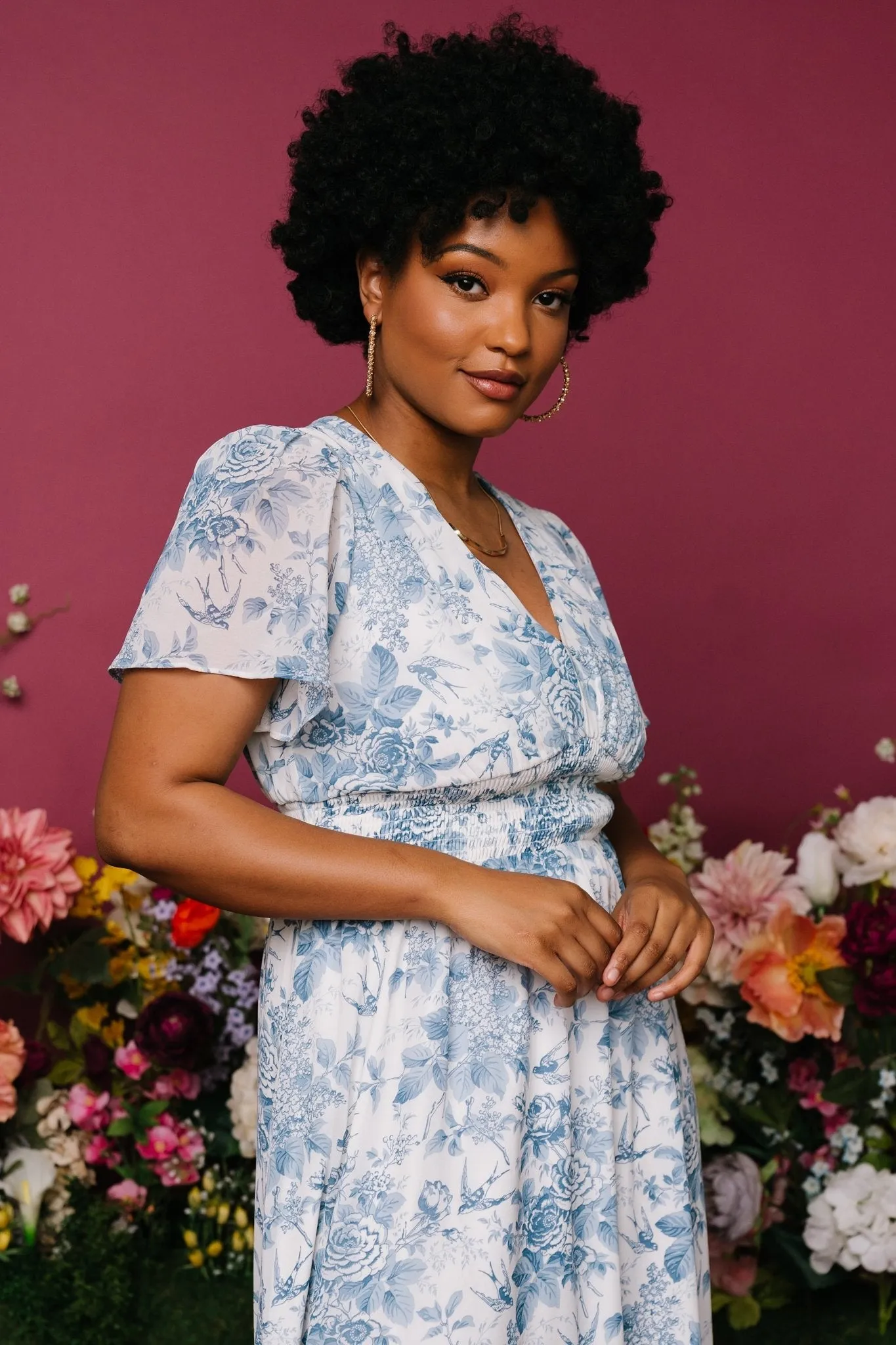 Birdie Maxi Dress | Off White + Blue sold by Baltic Born product image thumbnail 3