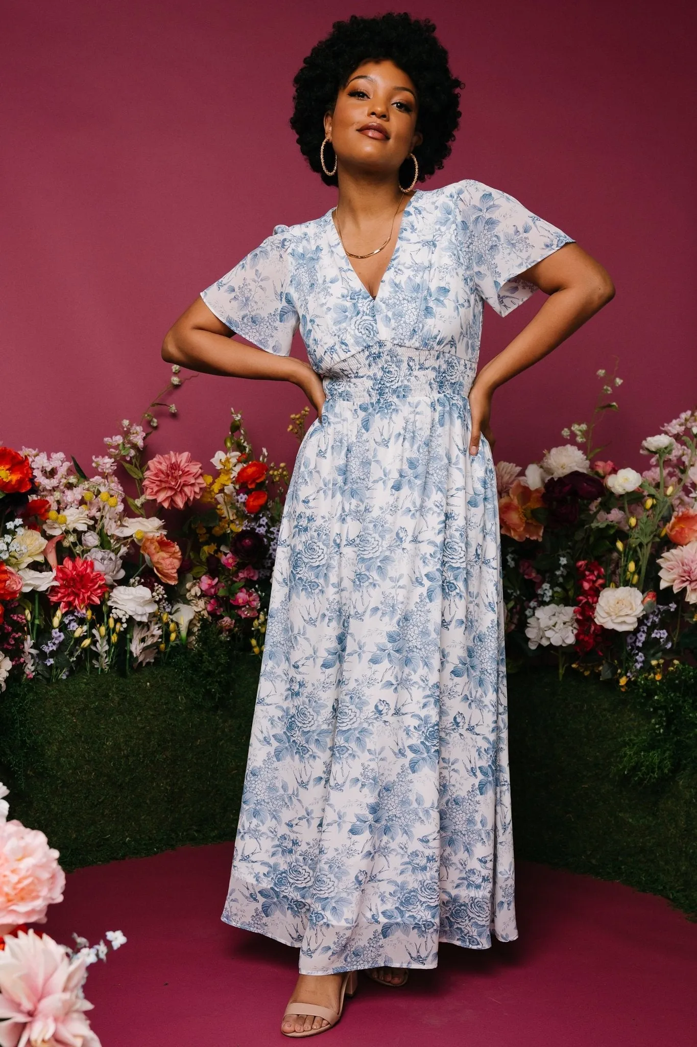 Birdie Maxi Dress | Off White + Blue sold by Baltic Born product image thumbnail 5