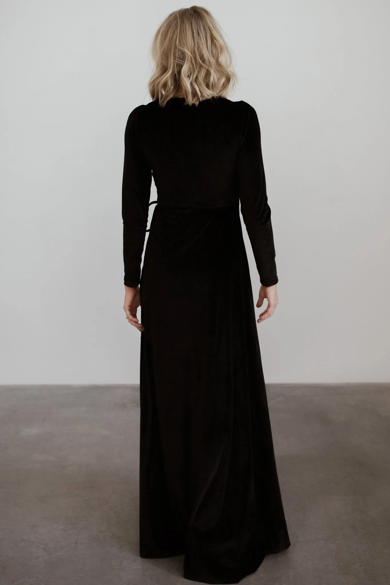 Esmerelda Velvet Wrap Maxi Dress | Black sold by Baltic Born product image thumbnail 5