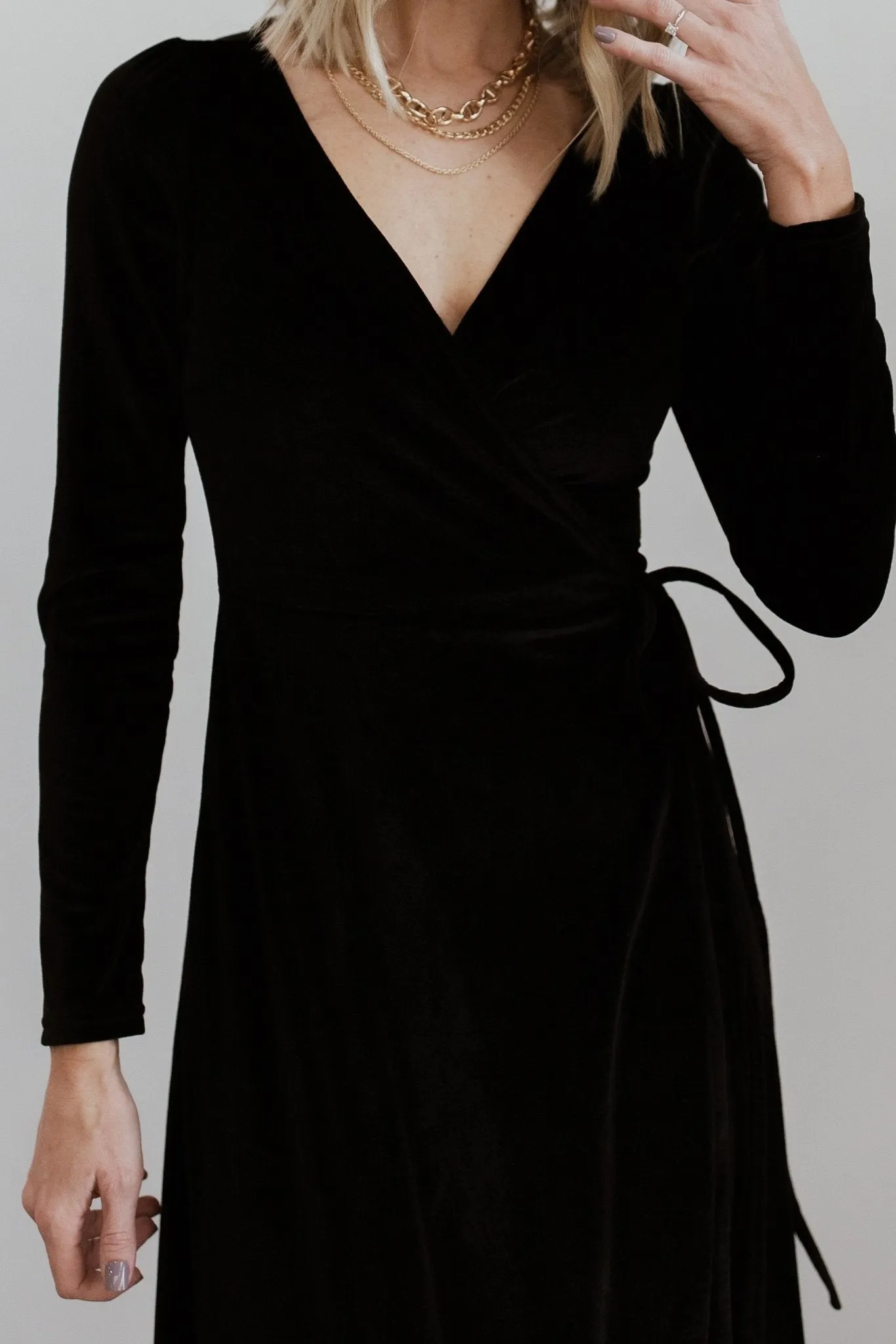 Esmerelda Velvet Wrap Maxi Dress | Black sold by Baltic Born product image thumbnail 3