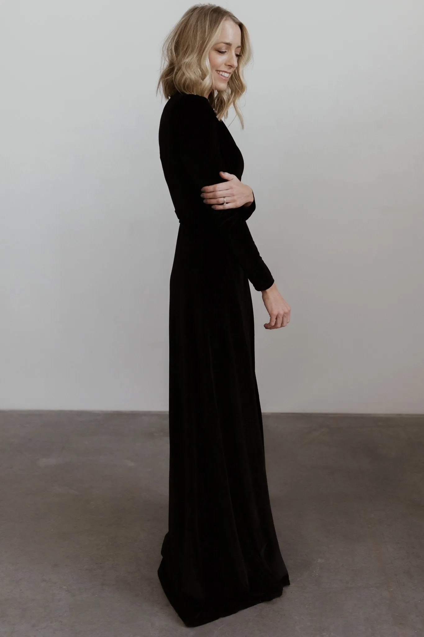 Esmerelda Velvet Wrap Maxi Dress | Black sold by Baltic Born product image thumbnail 2