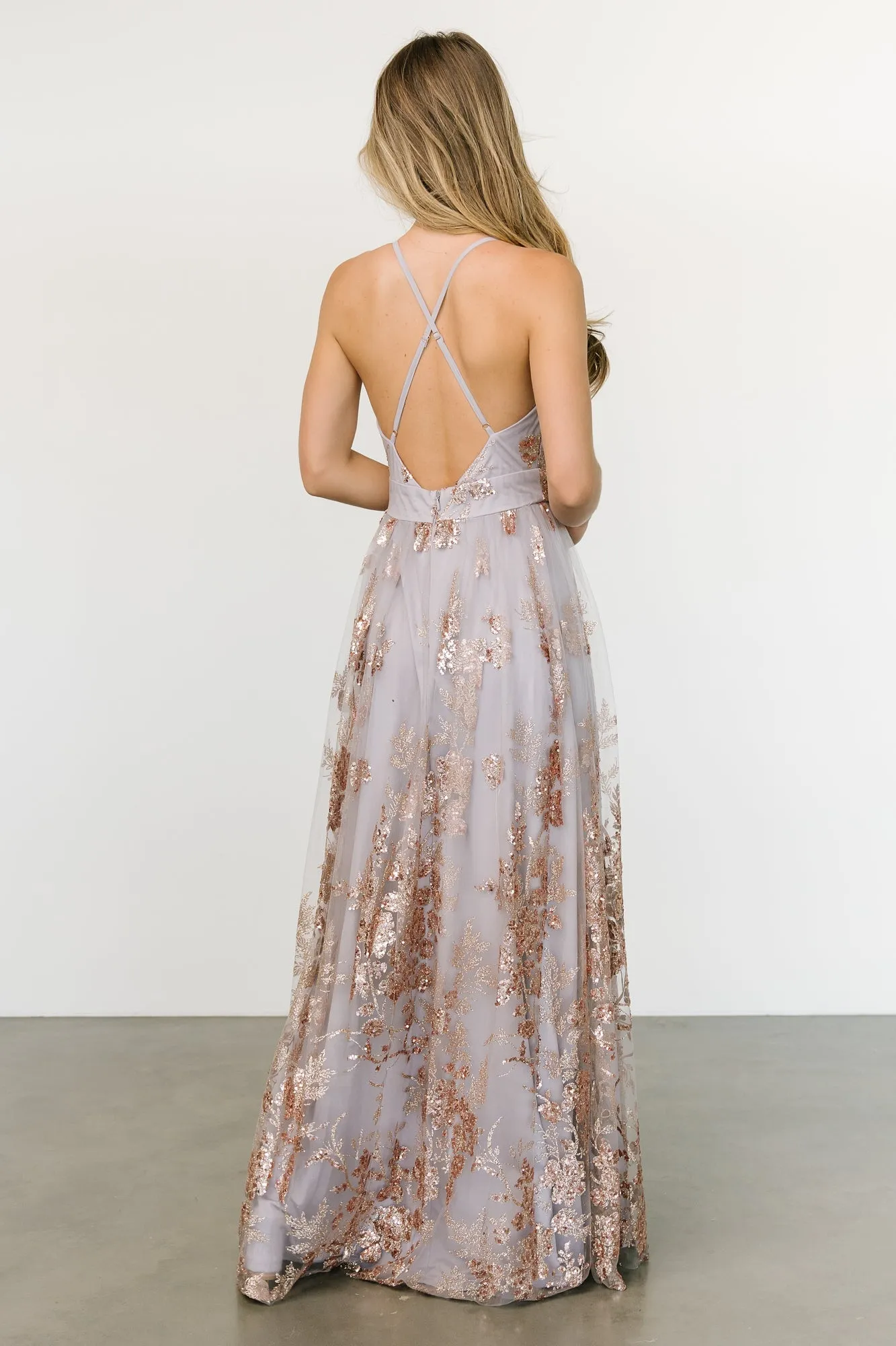 Lucienne Shimmer Maxi Gown | Dusty Lilac + Rose sold by Baltic Born product image thumbnail 2