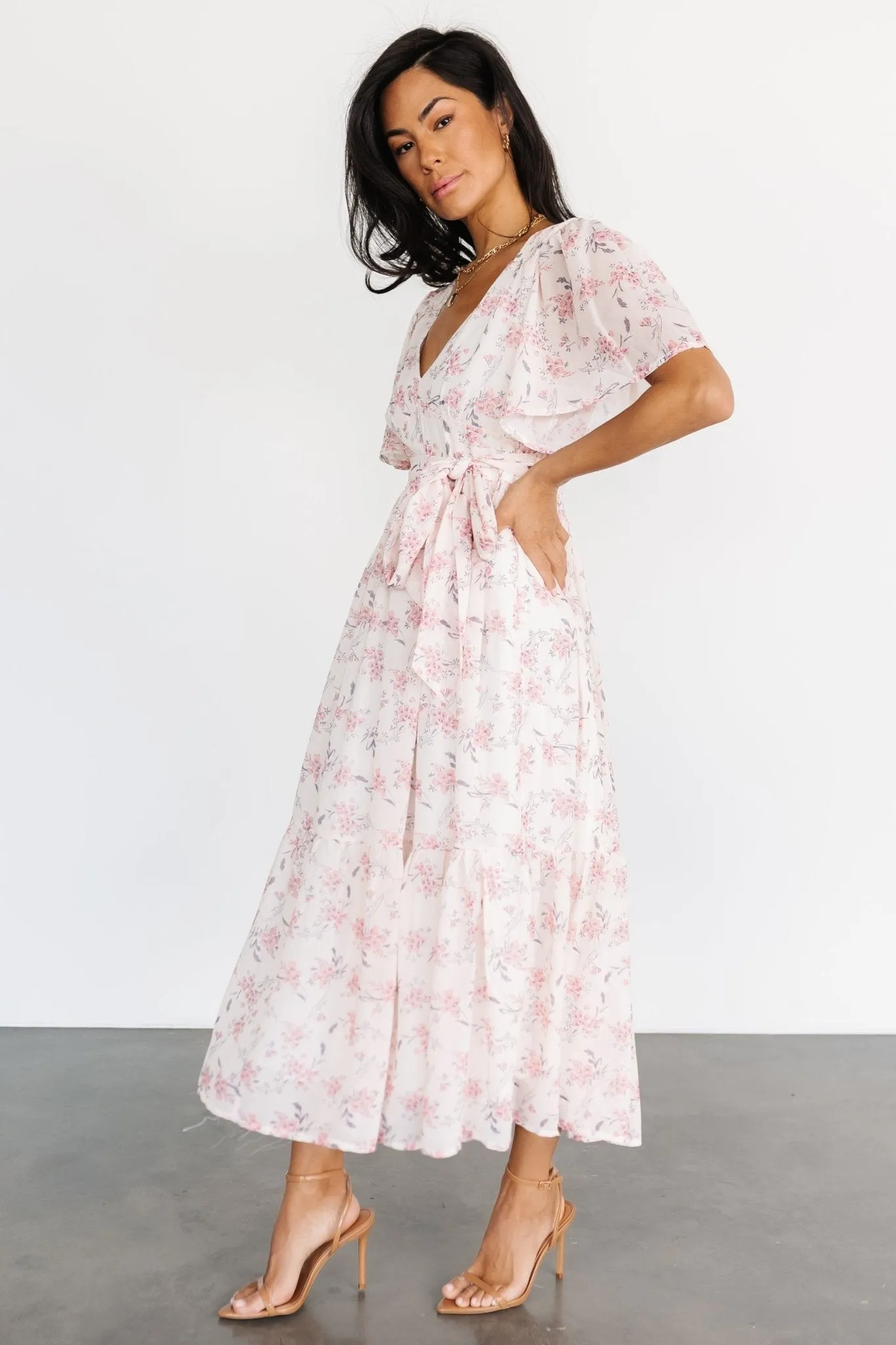Iris Midi Dress | Blush Floral sold by Baltic Born