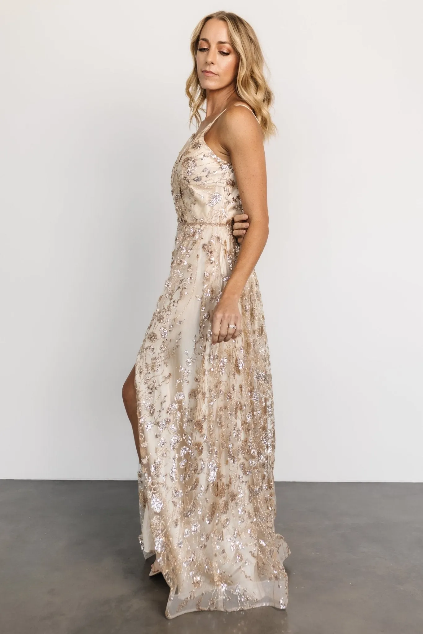 Lenna Shimmer Gown | Gold + Nude sold by Baltic Born product image thumbnail 3