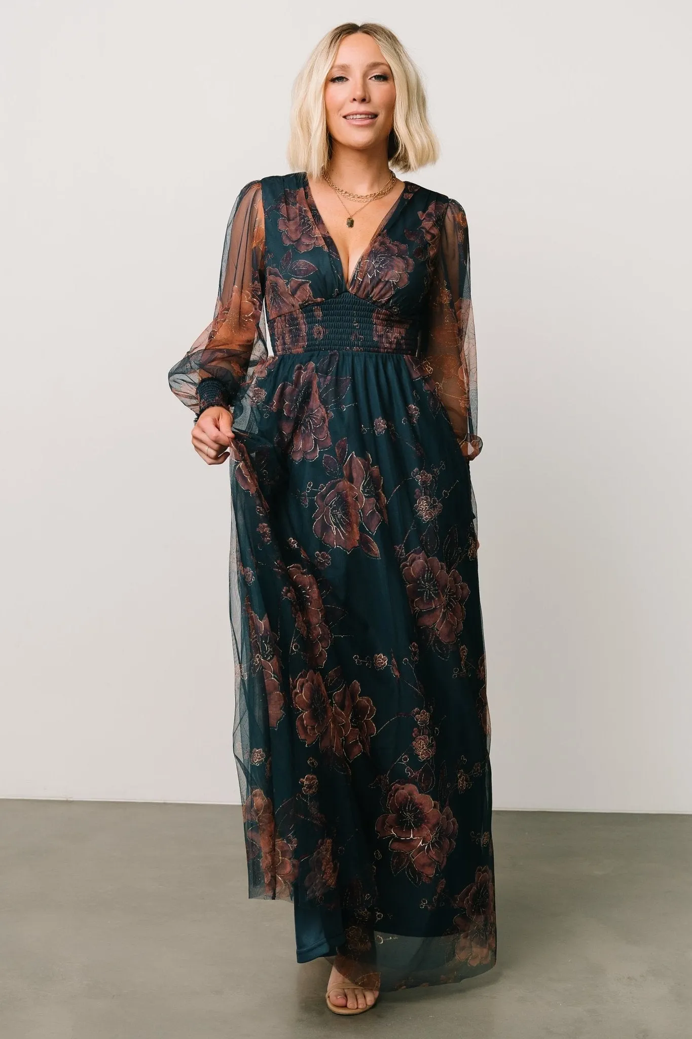 Layla Tulle Maxi Dress | Copper + Blue Metallic sold by Baltic Born product image thumbnail 4