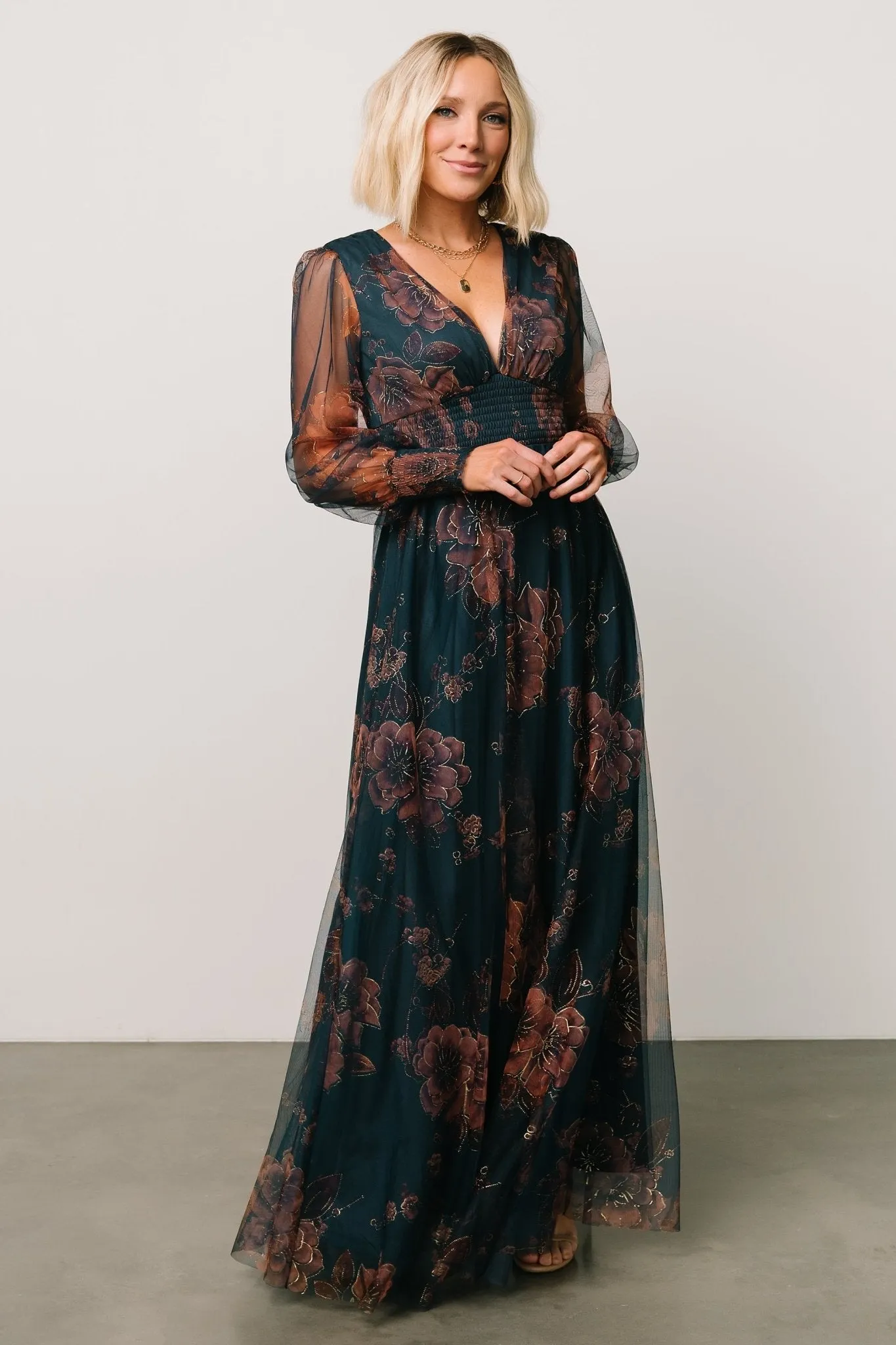 Layla Tulle Maxi Dress | Copper + Blue Metallic sold by Baltic Born