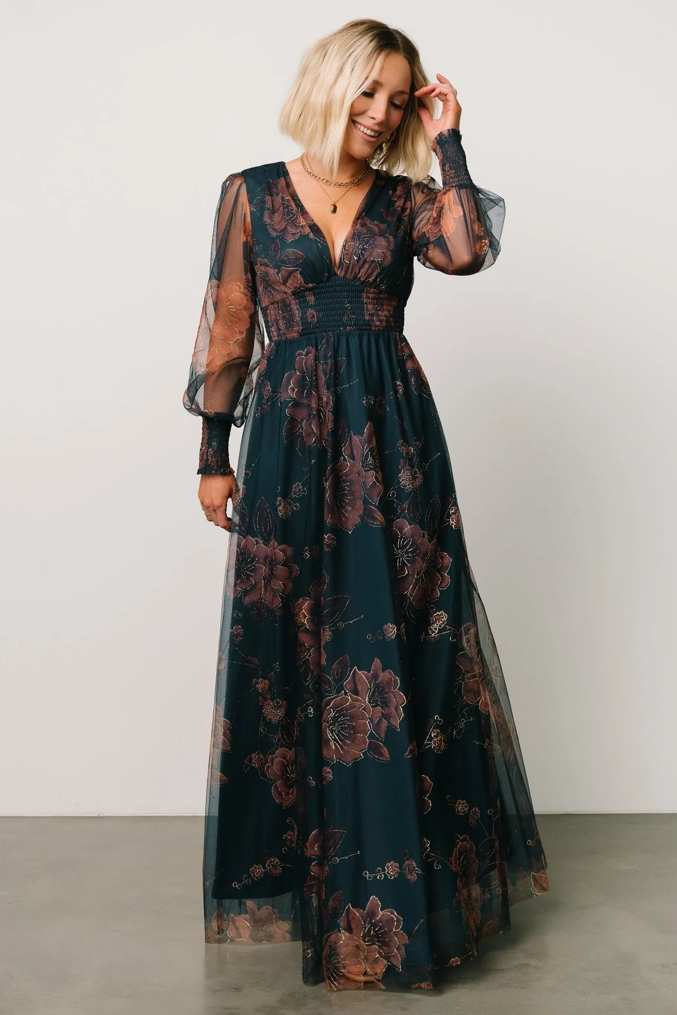 Layla Tulle Maxi Dress | Copper + Blue Metallic sold by Baltic Born product image thumbnail 5