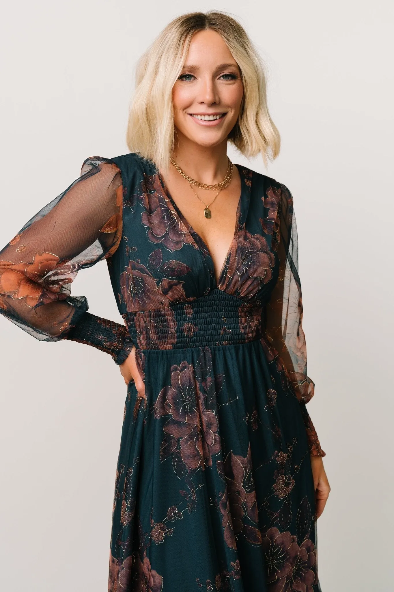 Layla Tulle Maxi Dress | Copper + Blue Metallic sold by Baltic Born product image thumbnail 2