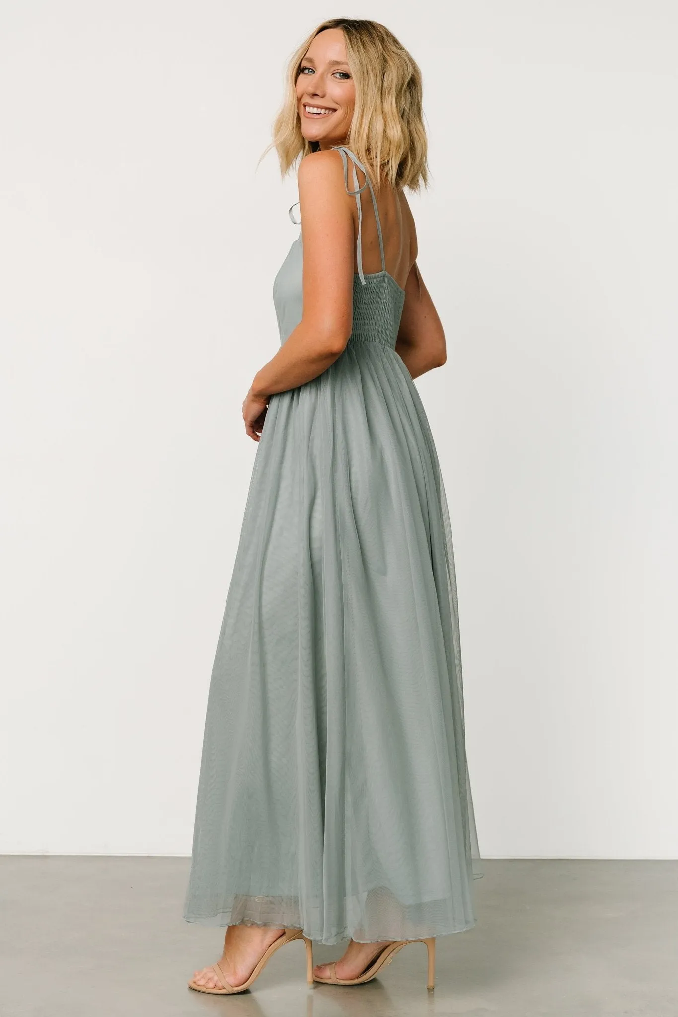 Fiona Tulle Maxi Dress | Eucalyptus sold by Baltic Born product image thumbnail 3