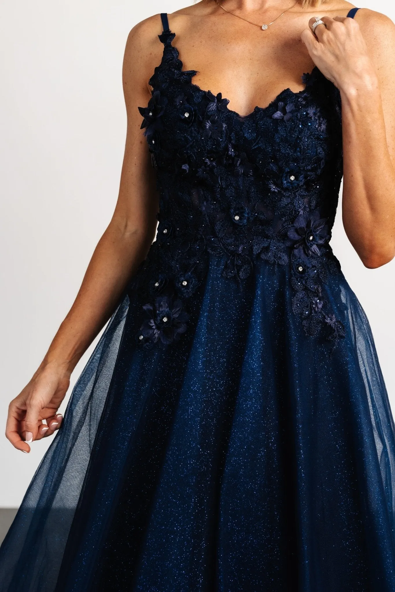 Noelle Shimmer Midi Dress | Midnight Blue sold by Baltic Born product image thumbnail 2