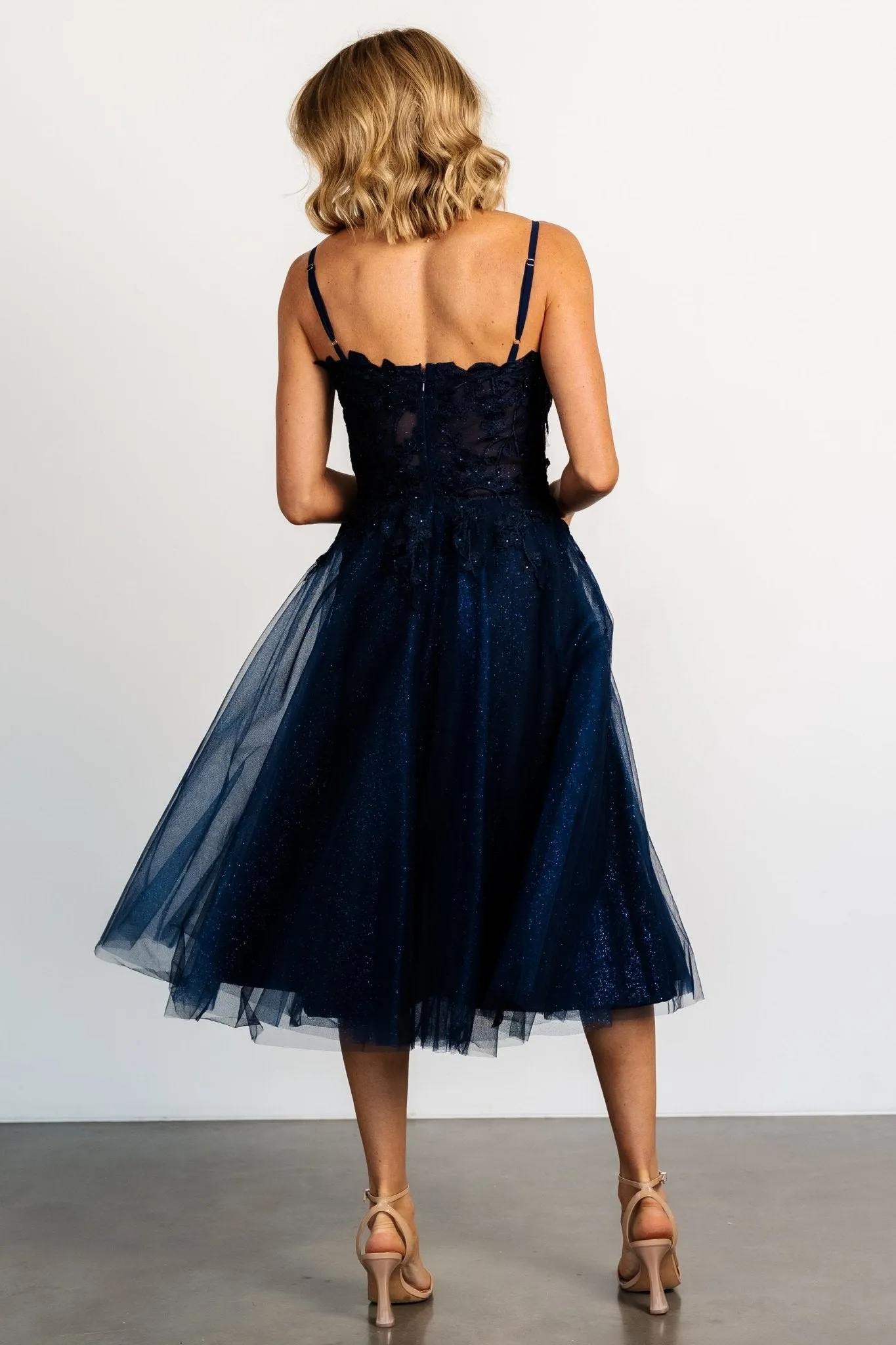 Noelle Shimmer Midi Dress | Midnight Blue sold by Baltic Born product image thumbnail 5