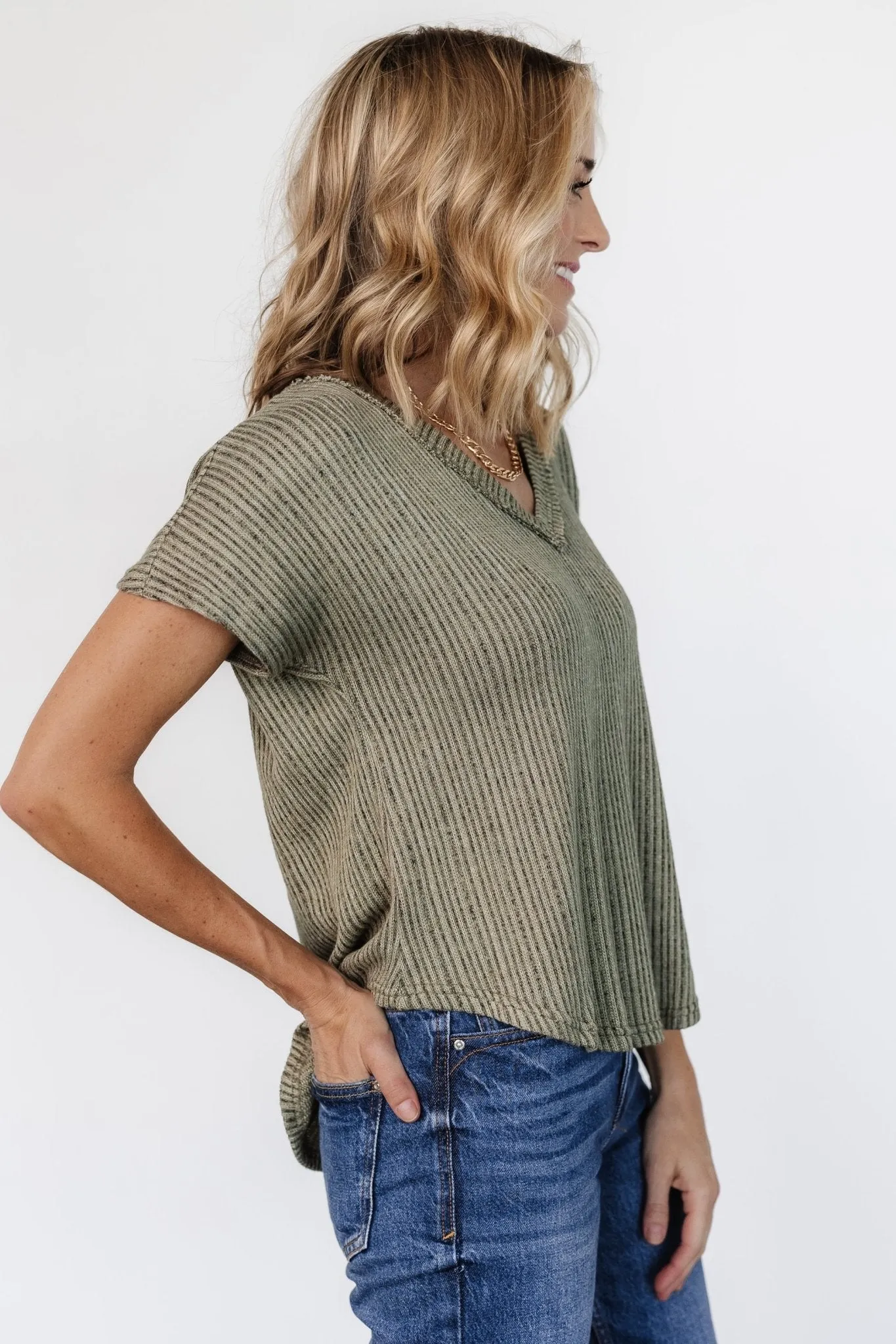 Tylee Knit Top | Dusty Olive sold by Baltic Born product image thumbnail 2