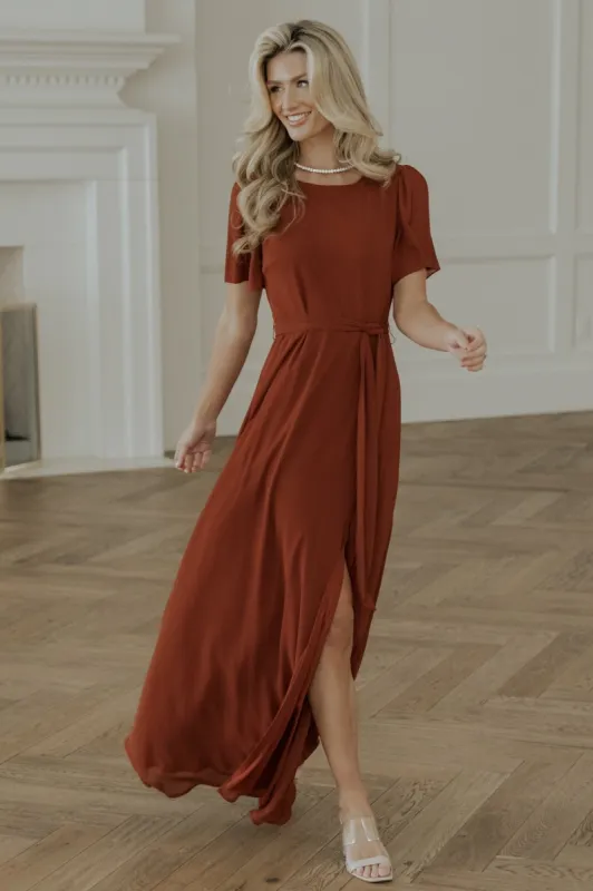 Naomi Short Sleeve Maxi Dress | Cinnamon sold by Baltic Born