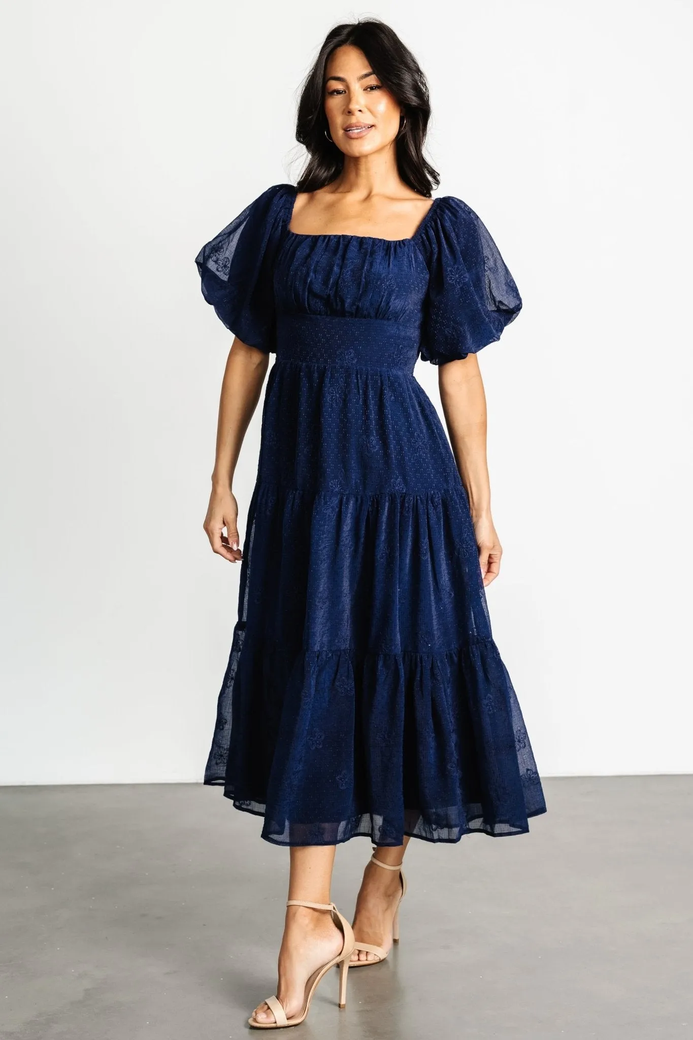 Rina Embroidered Shimmer Dress | Midnight Blue sold by Baltic Born product image thumbnail 5