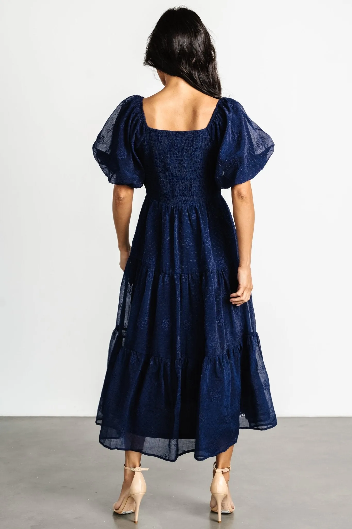 Rina Embroidered Shimmer Dress | Midnight Blue sold by Baltic Born product image thumbnail 4