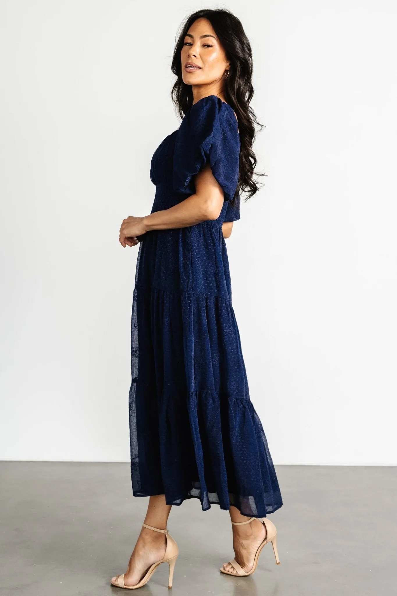 Rina Embroidered Shimmer Dress | Midnight Blue sold by Baltic Born product image thumbnail 3