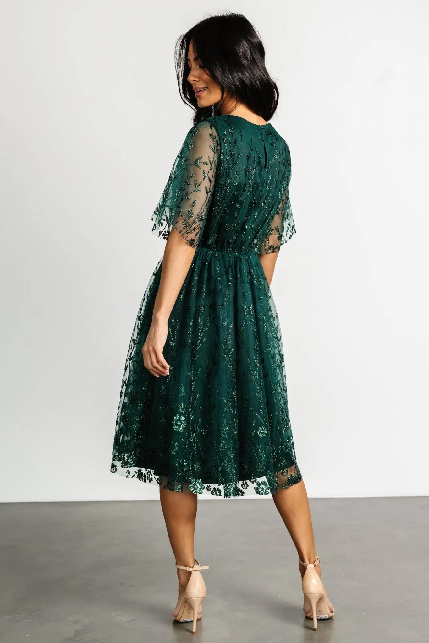 Duchess Tulle Dress | Dark Green Sparkle sold by Baltic Born product image thumbnail 4