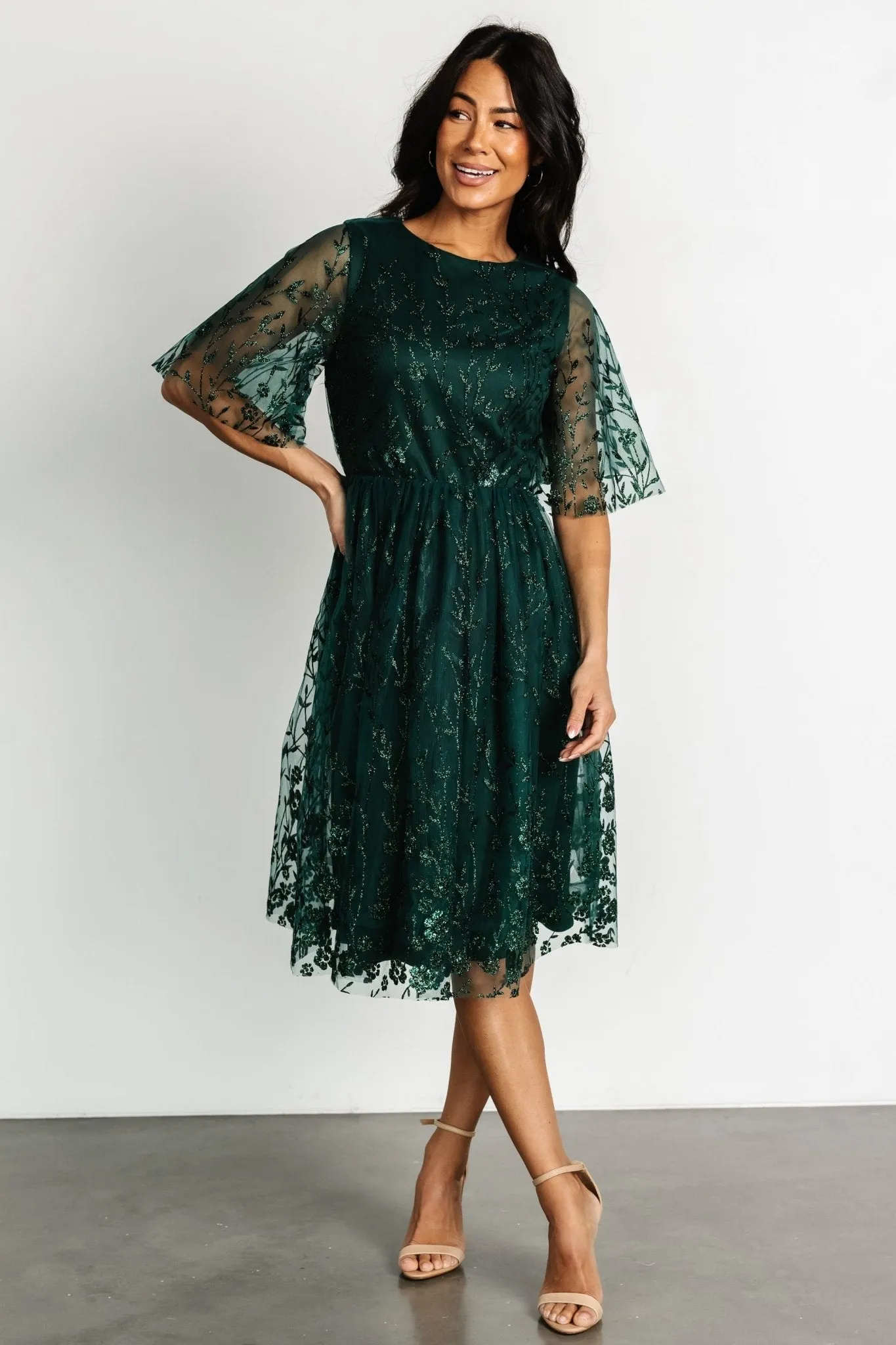 Duchess Tulle Dress | Dark Green Sparkle sold by Baltic Born product image thumbnail 5