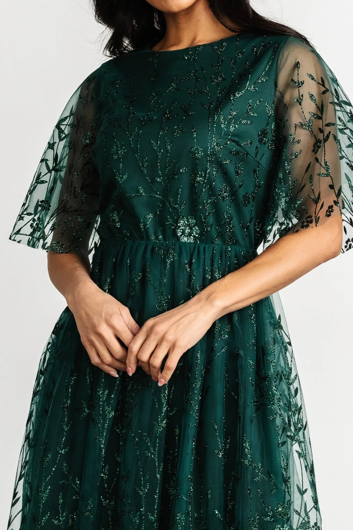 Duchess Tulle Dress | Dark Green Sparkle sold by Baltic Born product image thumbnail 2