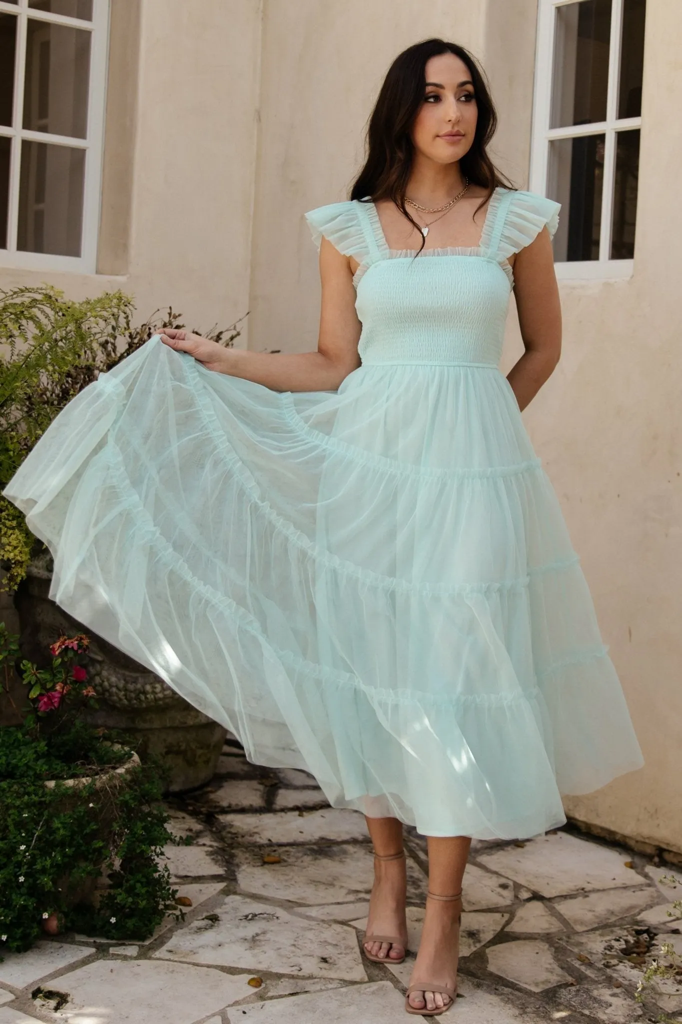Mindi Tulle Midi Dress | Sea Blue sold by Baltic Born product image thumbnail 5