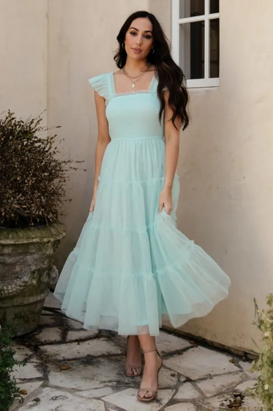 Mindi Tulle Midi Dress | Sea Blue sold by Baltic Born