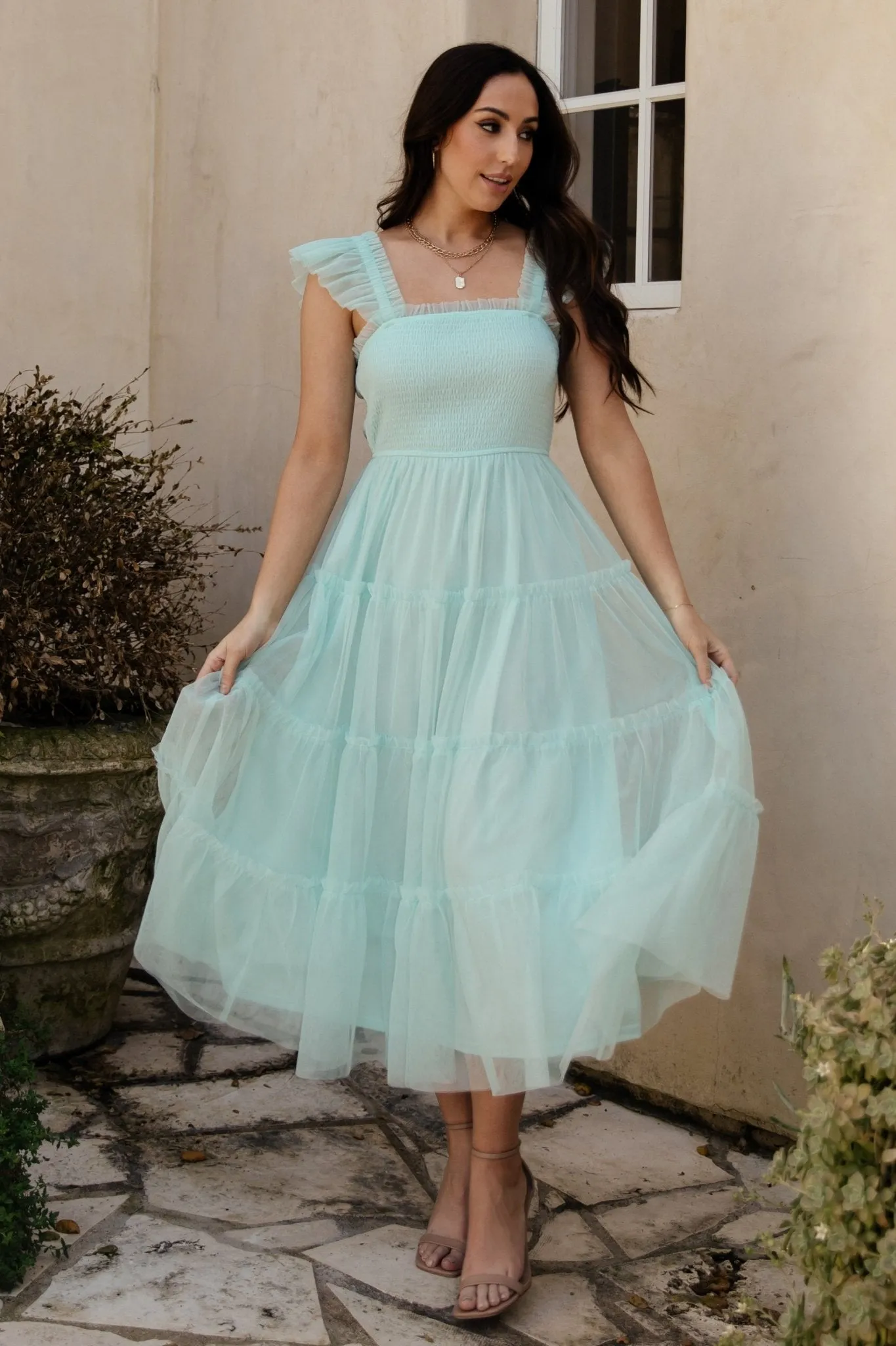 Mindi Tulle Midi Dress | Sea Blue sold by Baltic Born product image thumbnail 3
