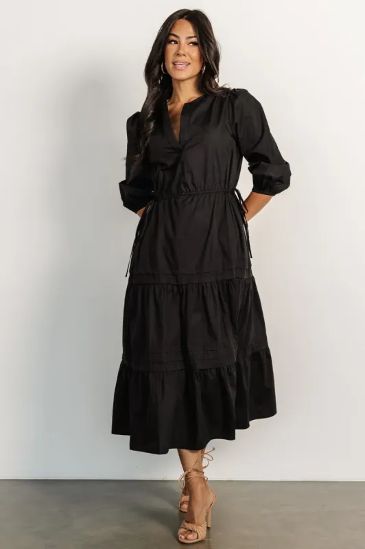 Santa Fe Poplin Midi Dress | Black sold by Baltic Born