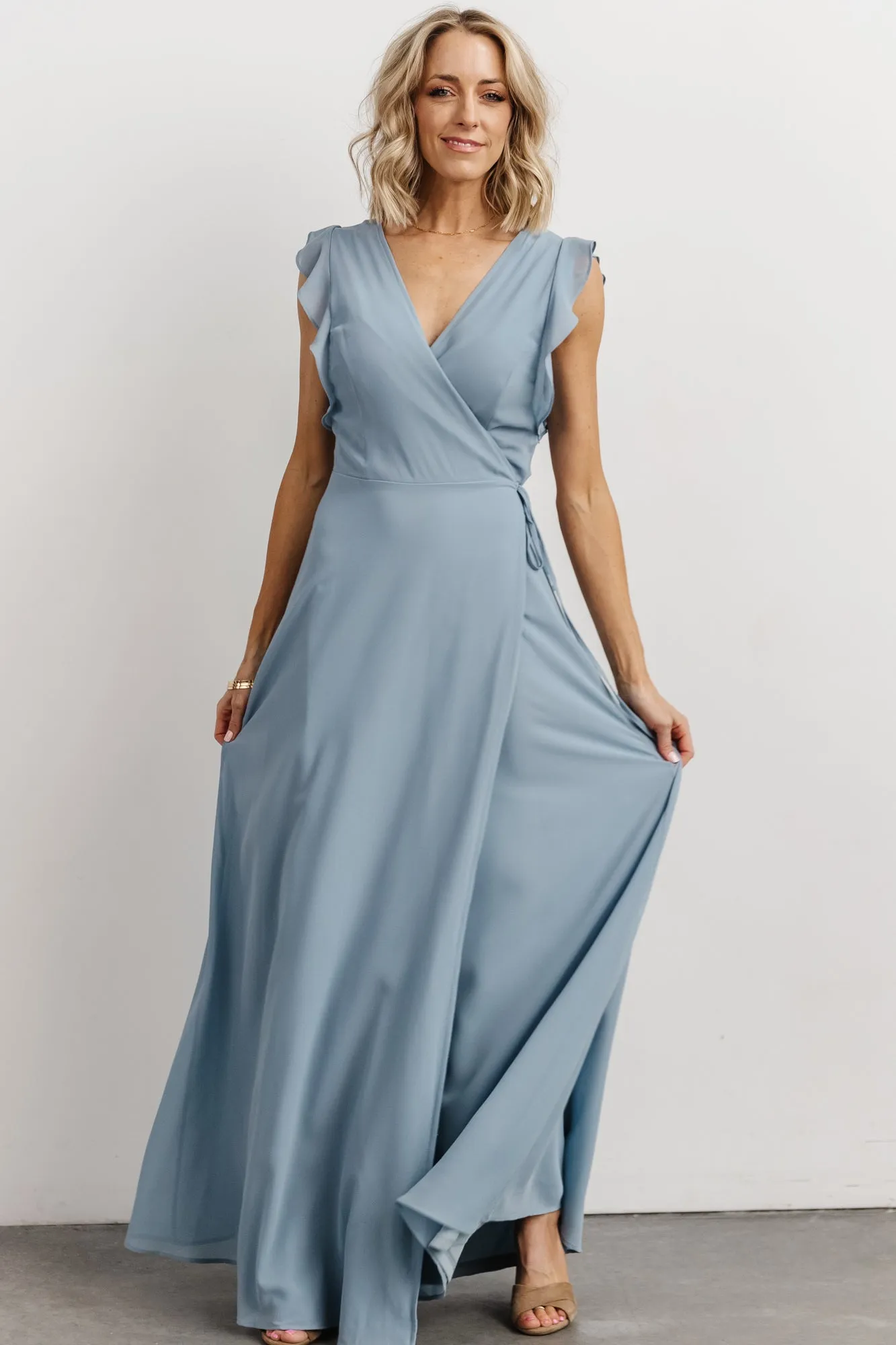 Saya Wrap Maxi Dress | Dusty Blue sold by Baltic Born product image thumbnail 4